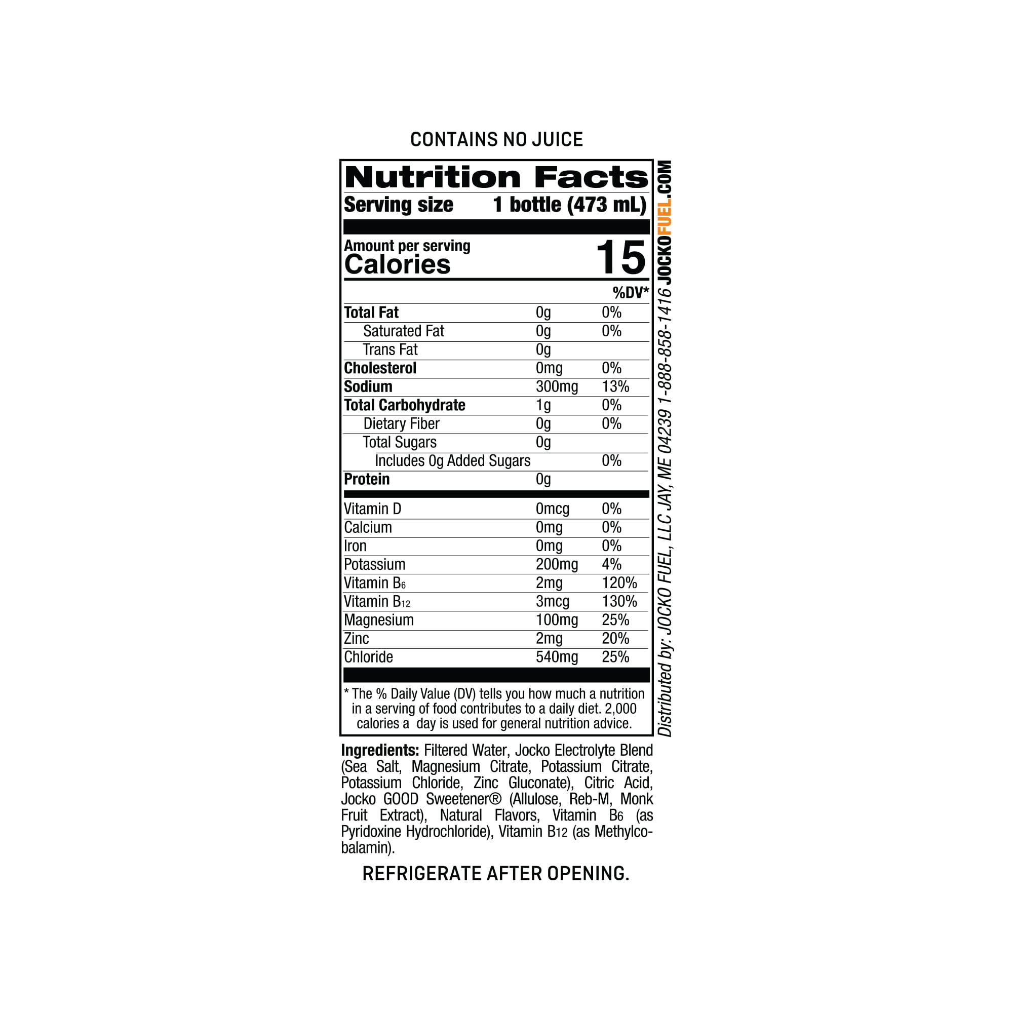 Etiqueta de Jocko Fuel Hydrate en sabor Naranja Isleña, fácil de identificar.