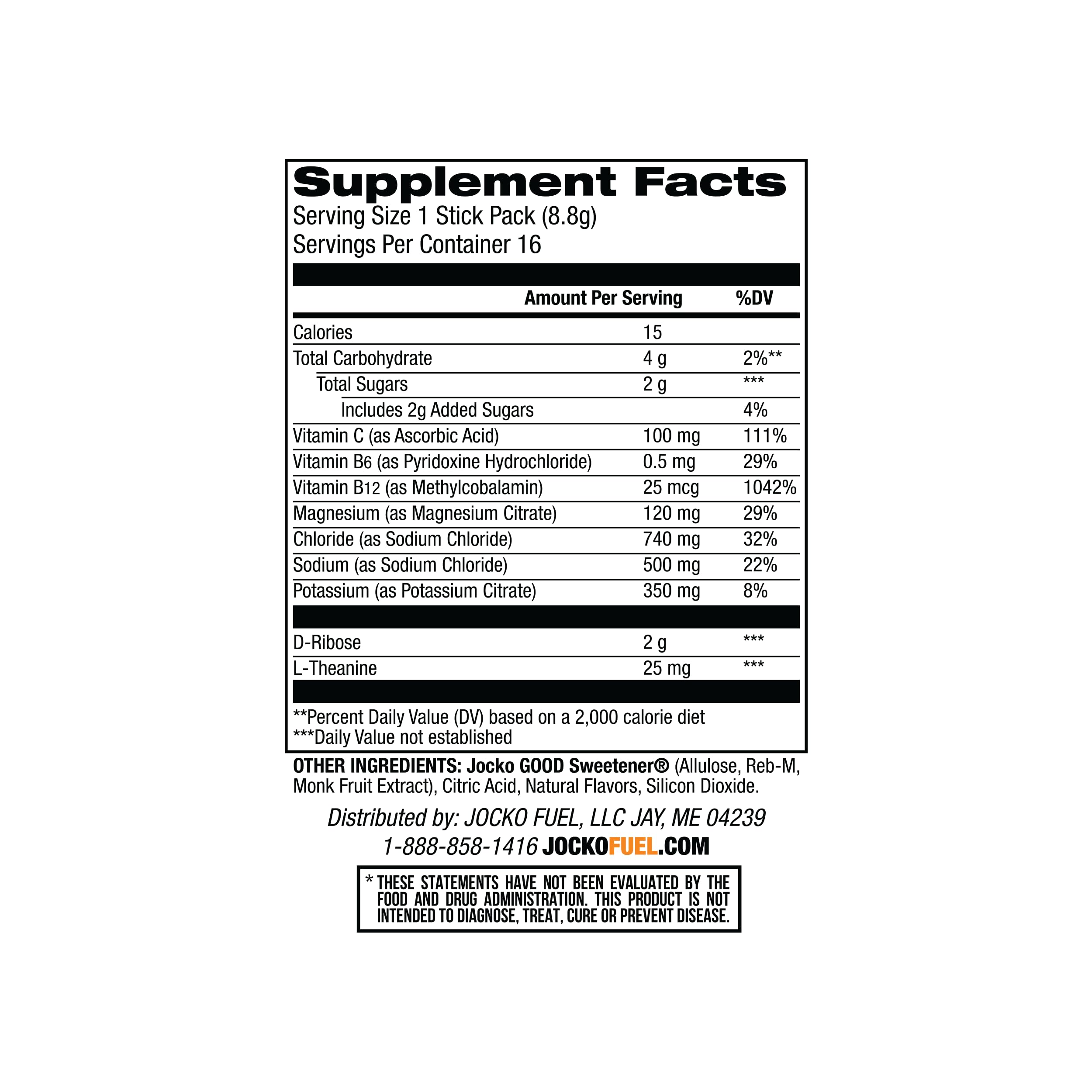 Jocko Fuel Hydrate, etiqueta Island Orange, consumo rápido para recargar energía.