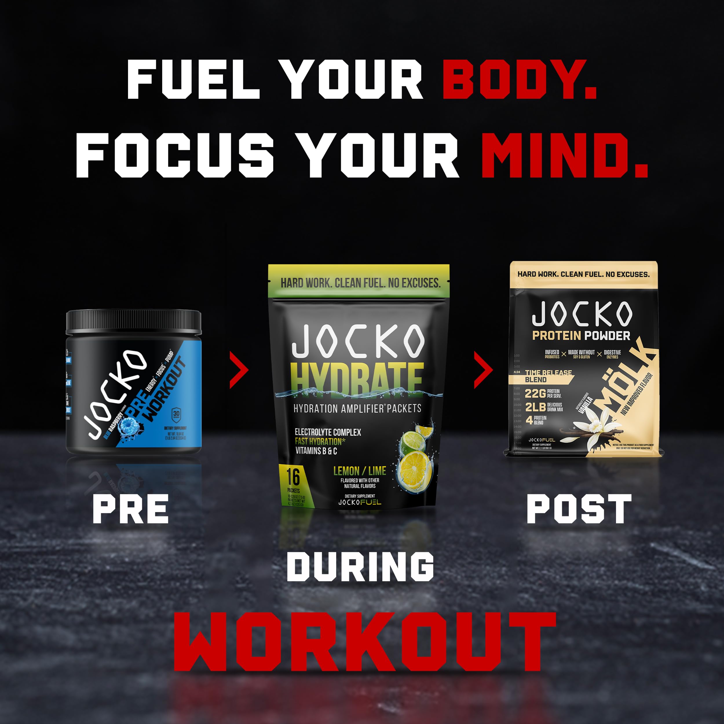 Ingredientes clave como Ribosa D y L-teanina en Jocko Fuel Packets Low Sugar.