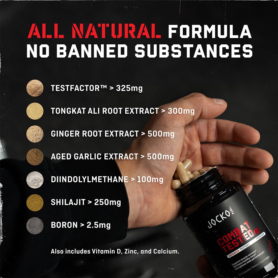 Jocko Fuel Potenciador para Hombres, ingrediente tongkat ali, potencia para entrenamientos.