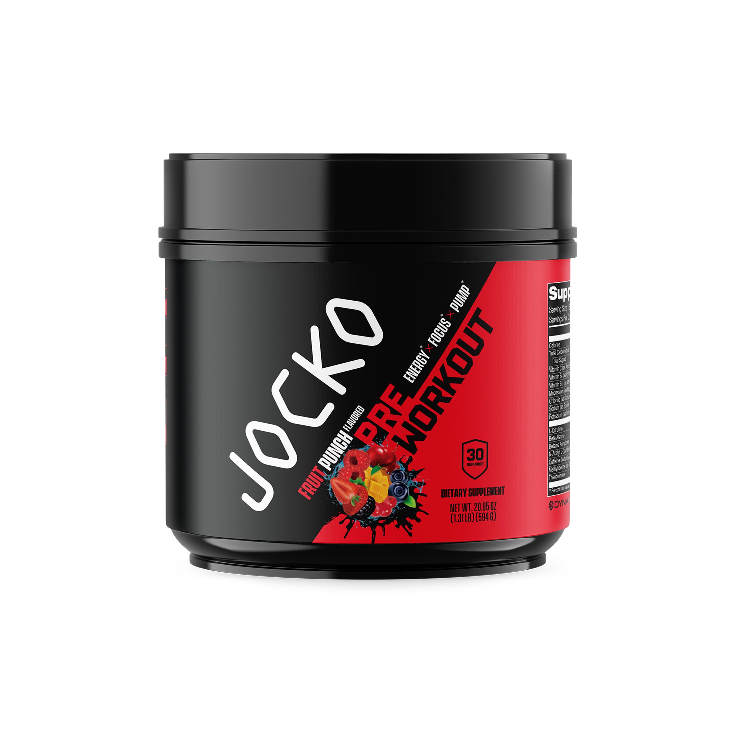 Jocko Fuel Pre-entrenamiento: bote visible para un impulso de energía durante el entrenamiento.