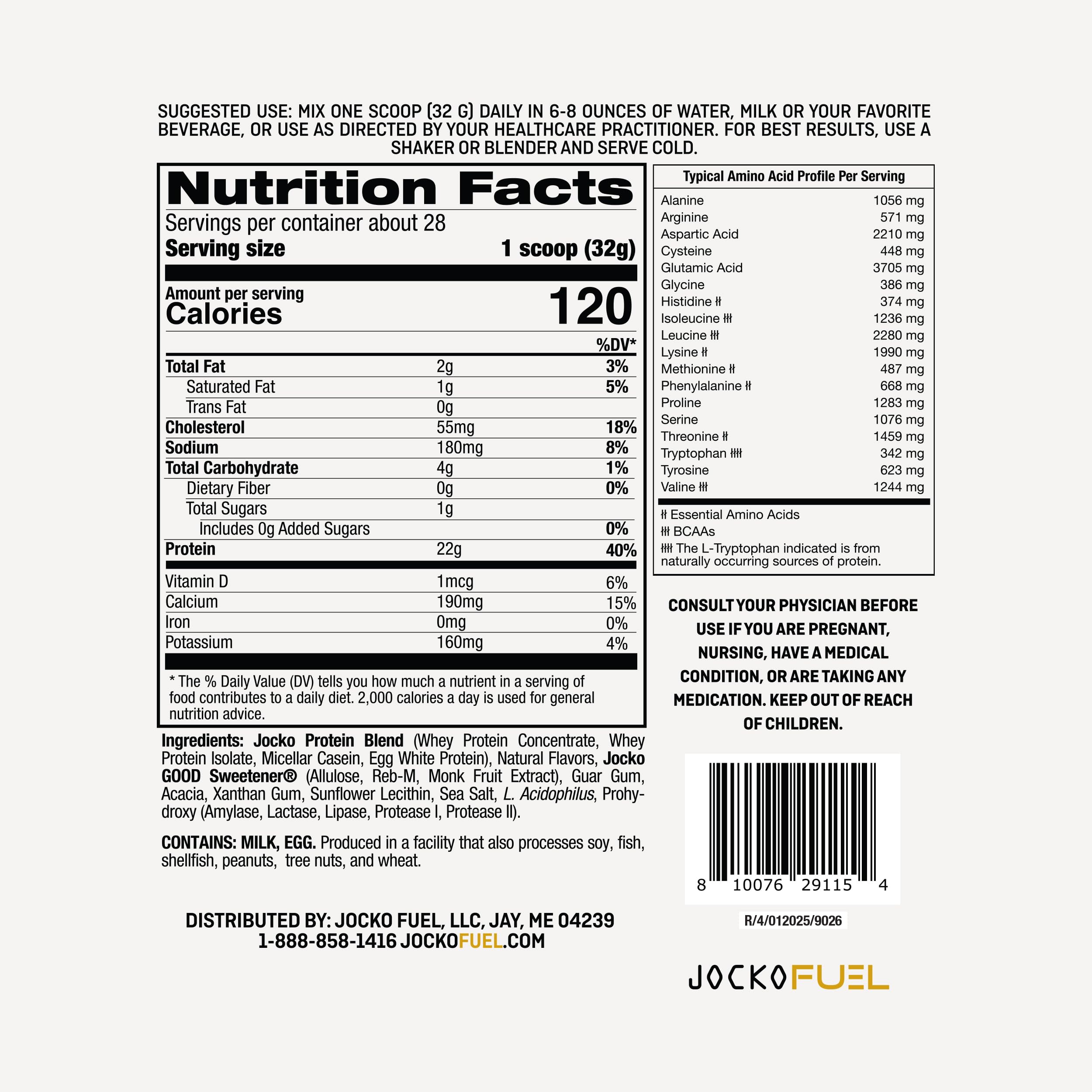 Jocko Fuel Proteína de Suero, batido de vainilla listo para beber