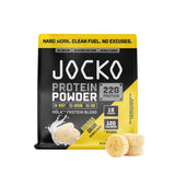Proteína Jocko Fuel Whey Banana Cream en lata, ideal para entrenos diarios.