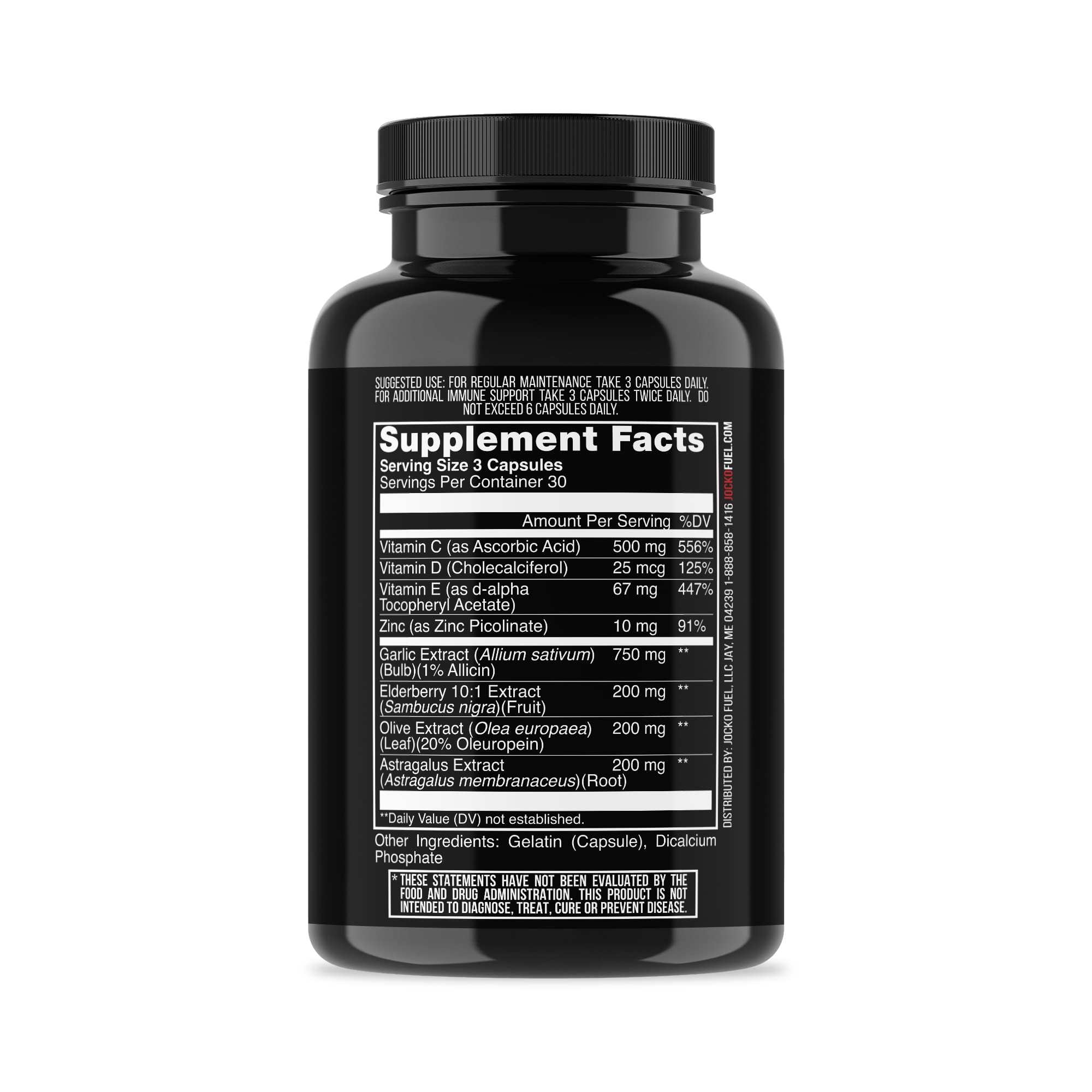 Jocko Fuel zinc y vitamina C en cápsulas para soporte inmunitario