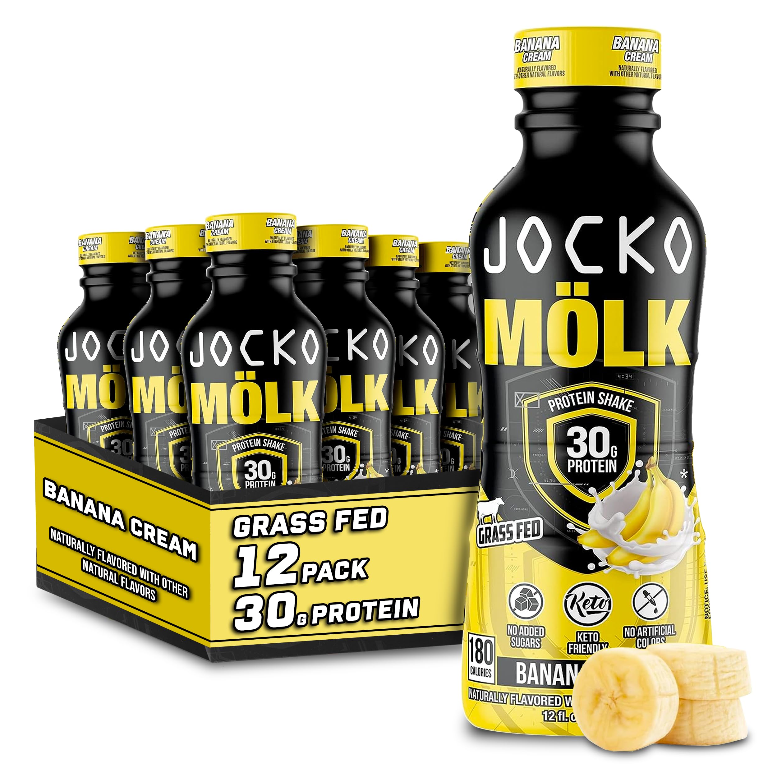 Jocko Mölk Banana Cream, botella lista para beber tras entrenar.