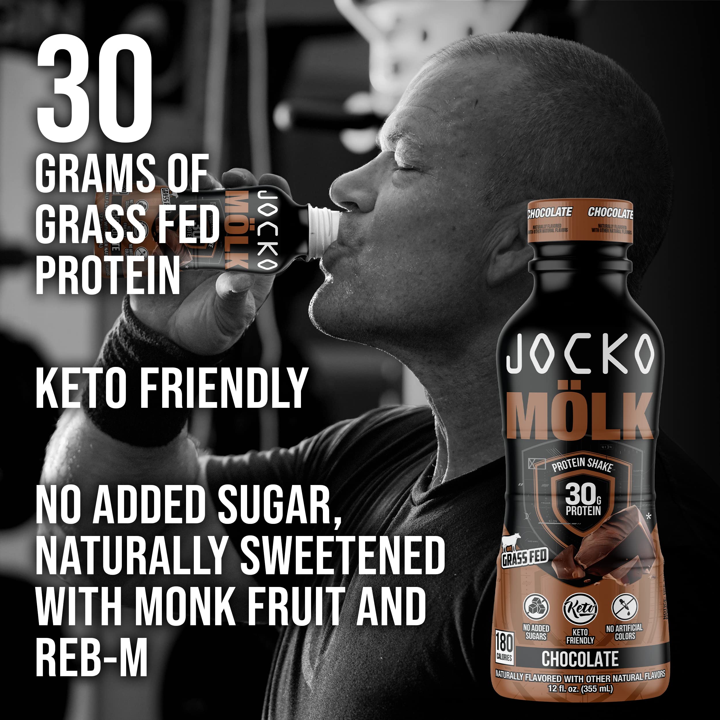 Jocko Mölk derramando chocolate, textura cremosa lista para beber.