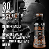 Jocko Mölk derramando chocolate, textura cremosa lista para beber.