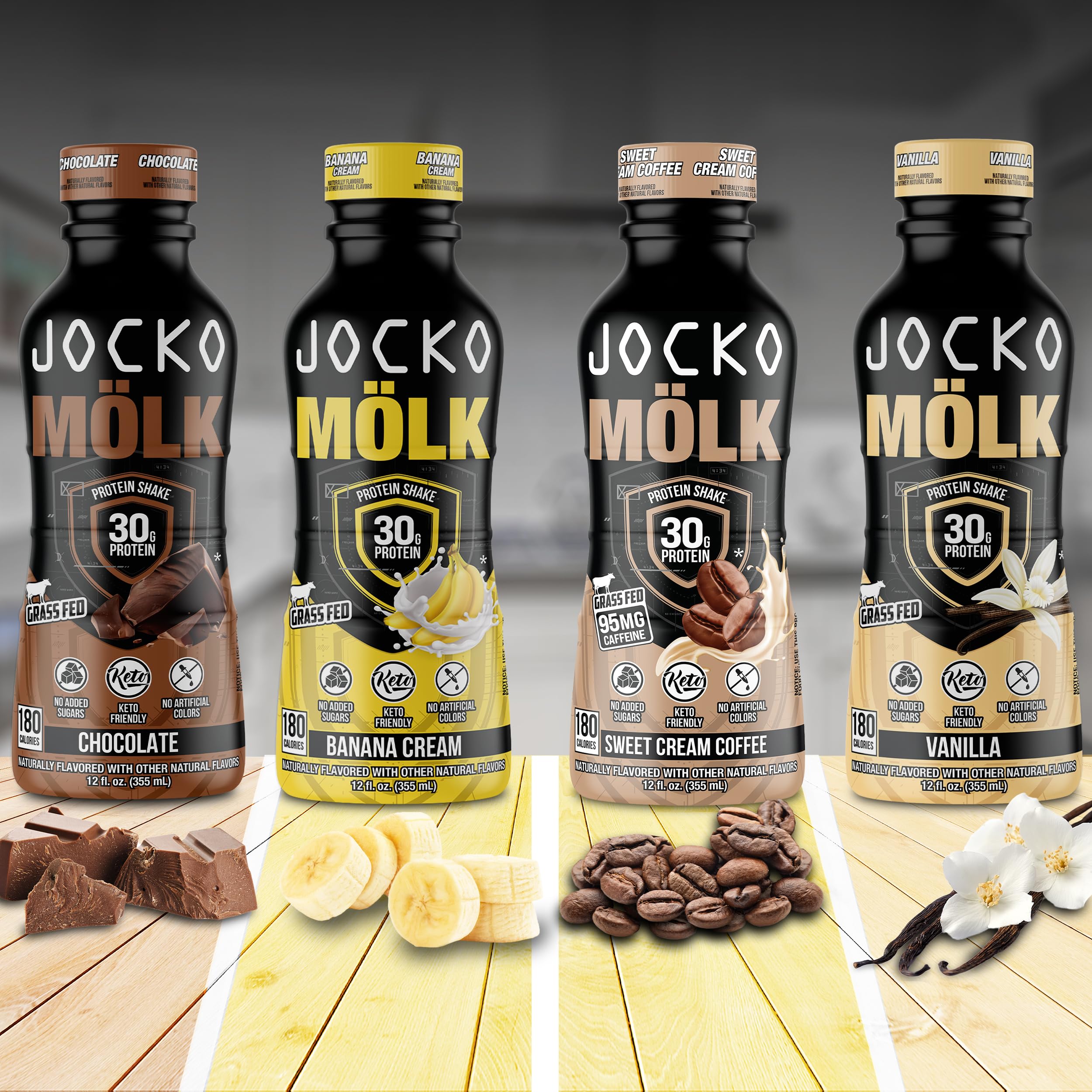 Paquete de doce bebidas chocolate Jocko Mölk, listas para consumir.