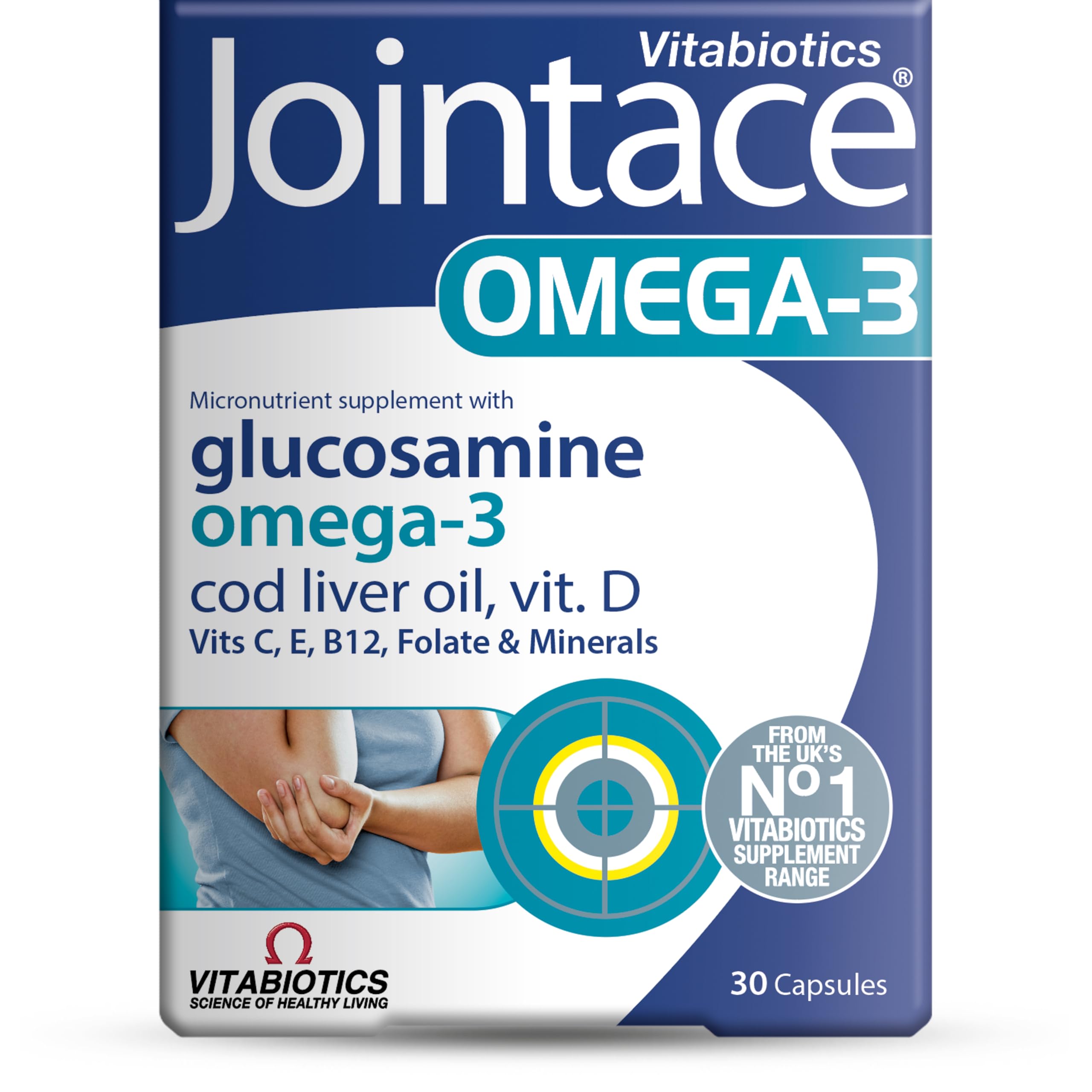 Jointace Omega-3: botella de cápsulas para movilidad diaria.