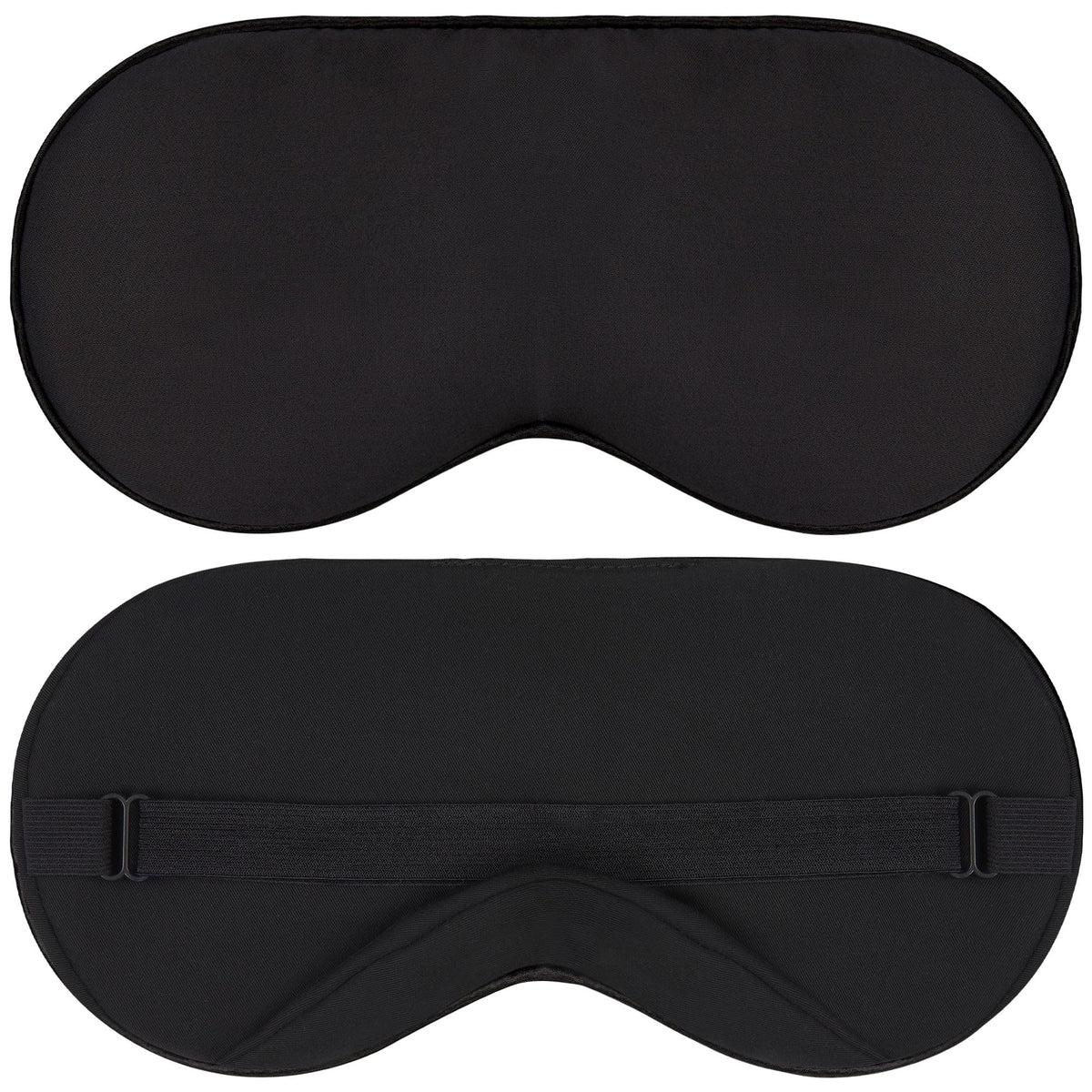 Antifaz JOMO para ojos con tela Tencel negra, bloquea la luz para dormir mejor.