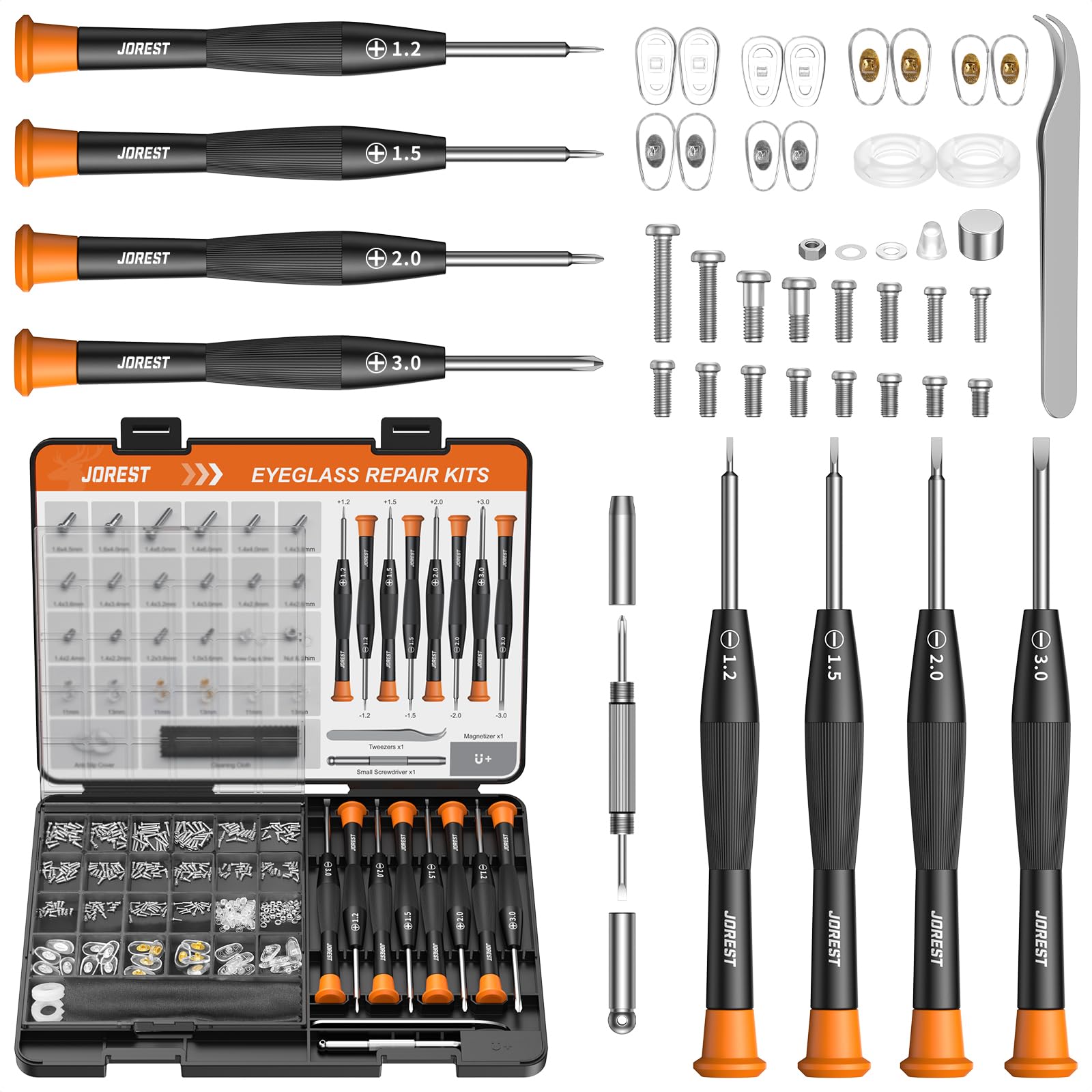 Conjunto JOREST para reparar gafas, caja compacta y fácil de llevar