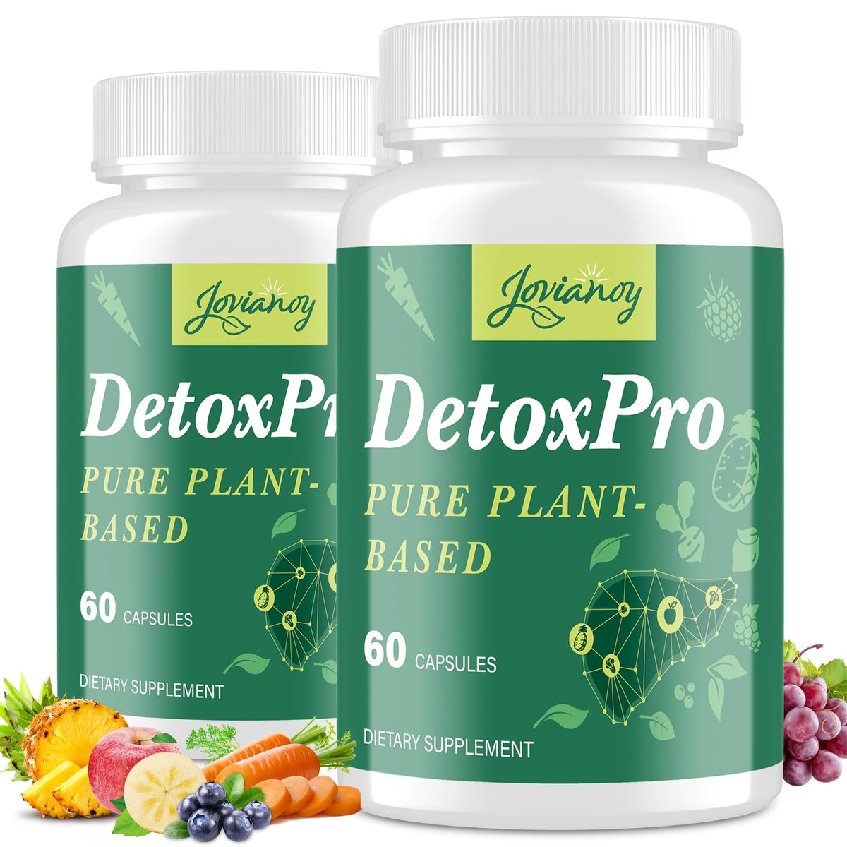 Cápsulas Jovianoy Detox 1000mg en frasco para una rutina saludable
