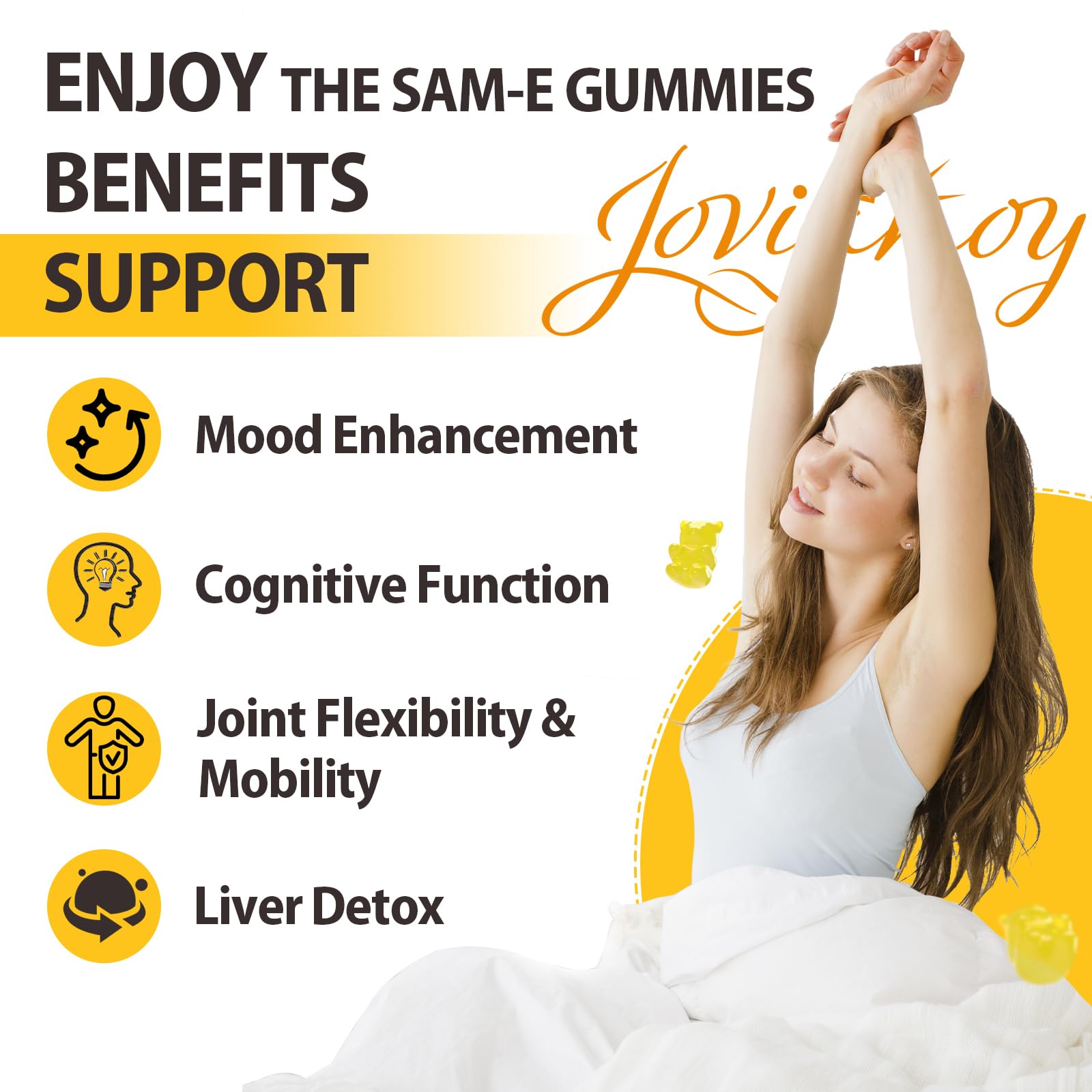 Envase compacto de Jovianoy SAM-e Gummies para viajar.