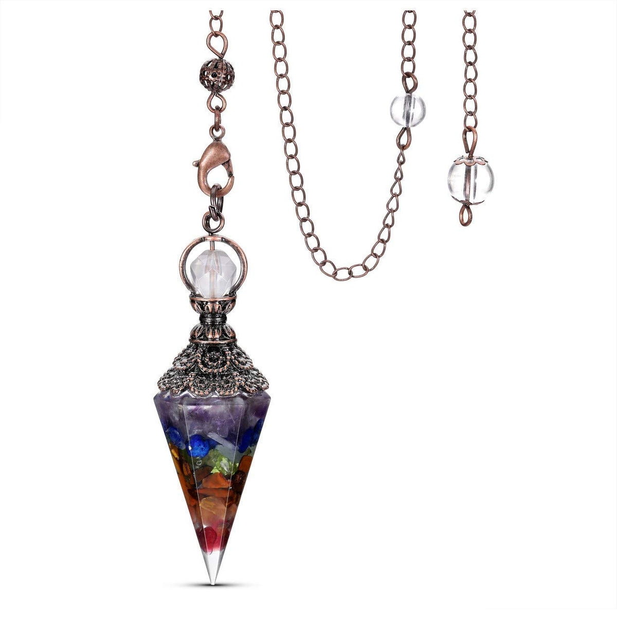 Jovivi péndulo de cristal 7 chakras para lecturas de respuestas y equilibrio energético.