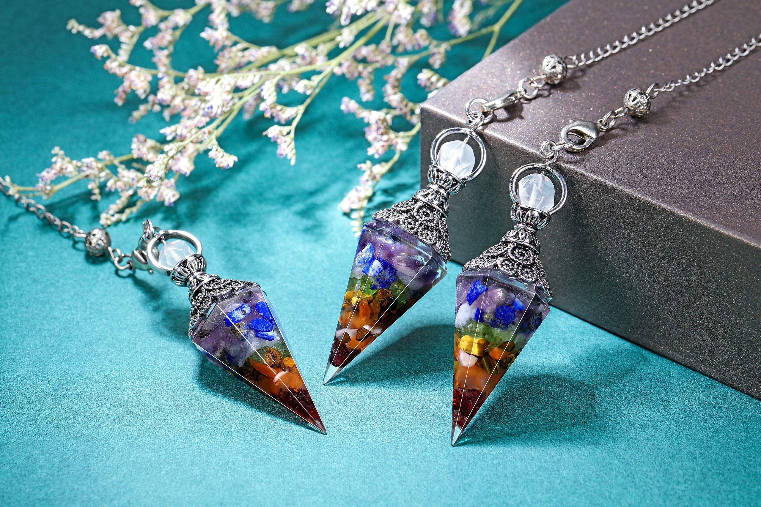 Jovivi pendulo cristal 7 chakras, equilibrio energético y concentración