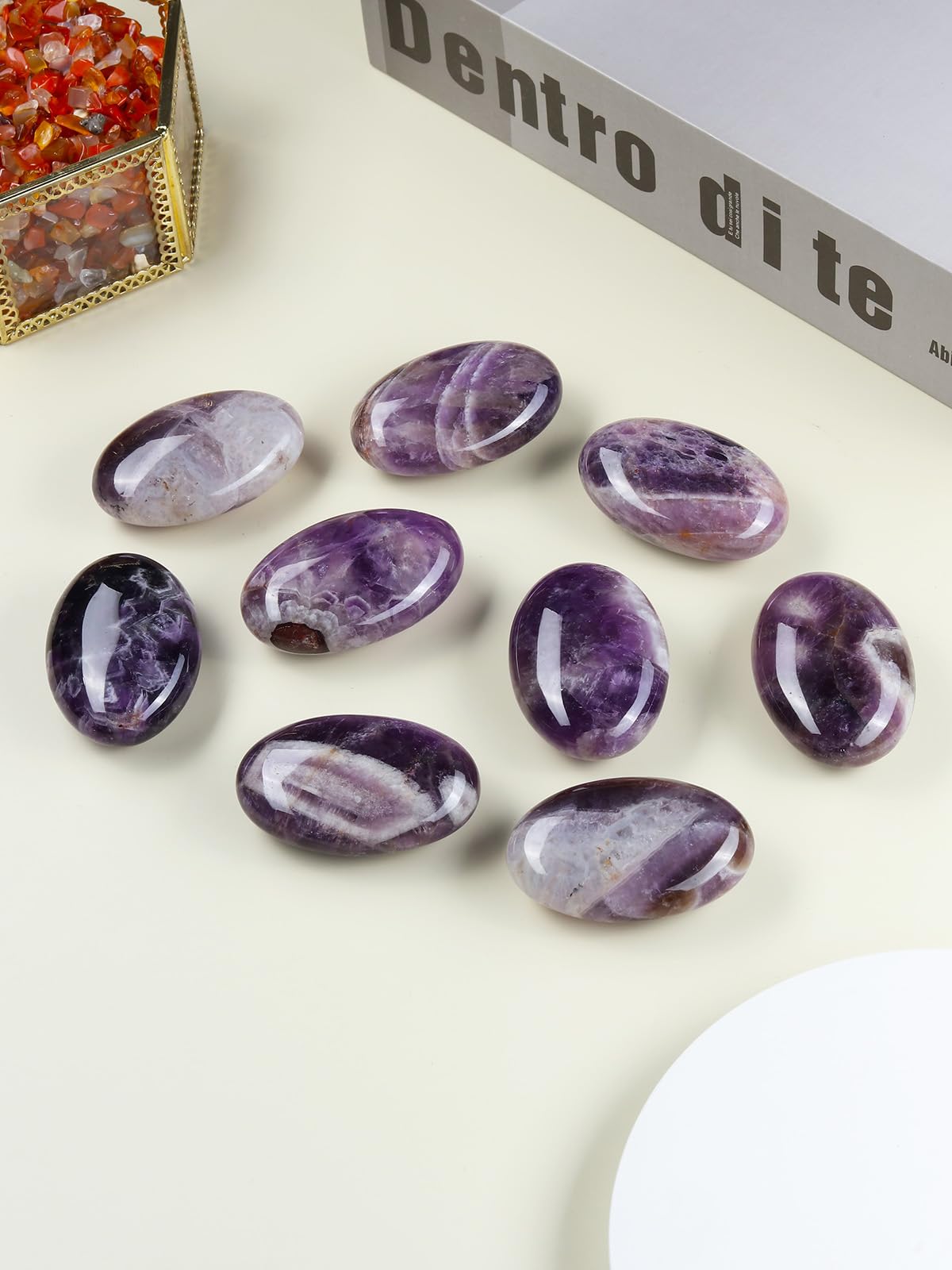 Piedra amatista Jovivi dentro de bolsa de satén, regalo elegante
