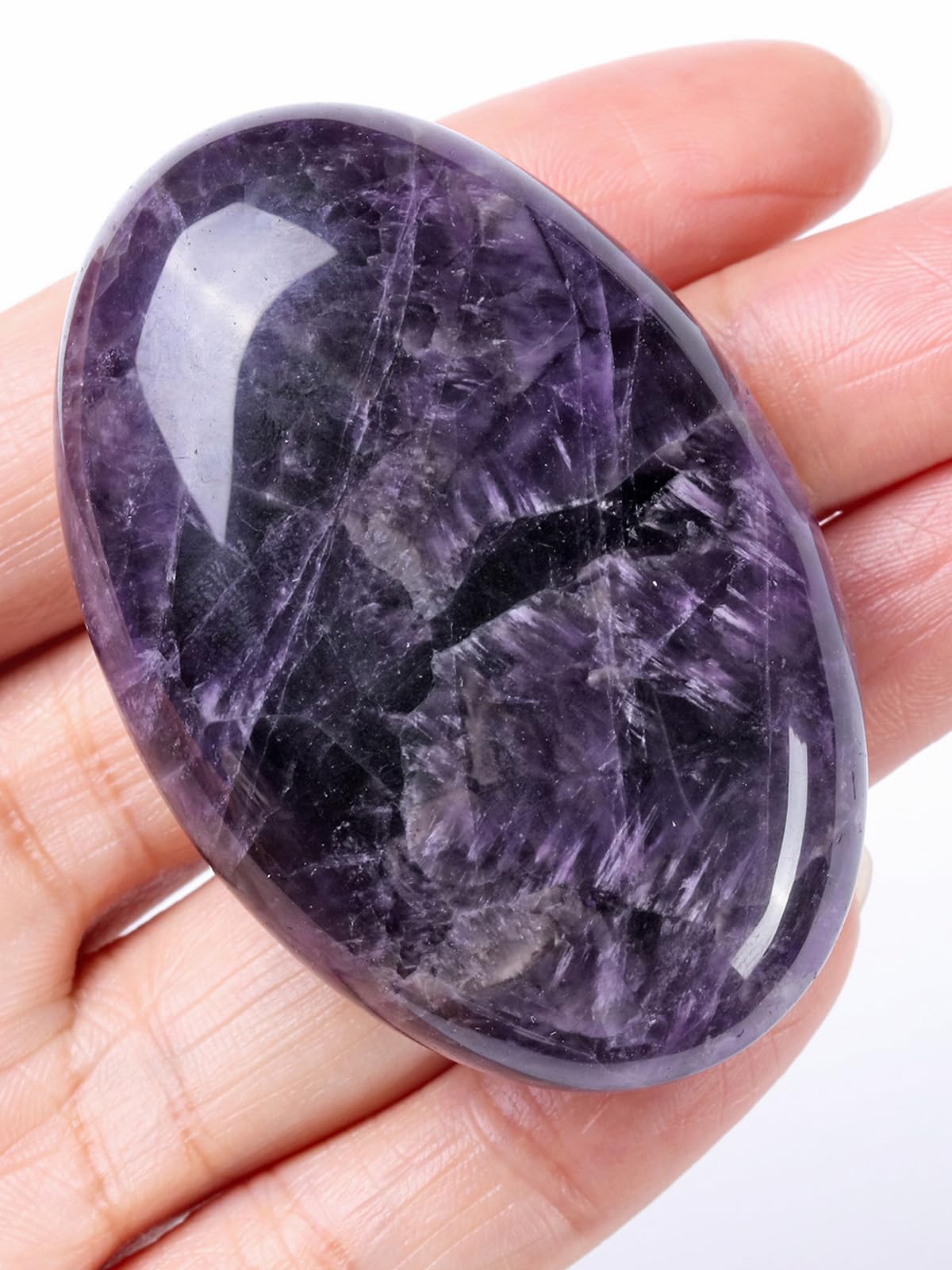 Piedra amatista Jovivi pulida para palma y relajacion