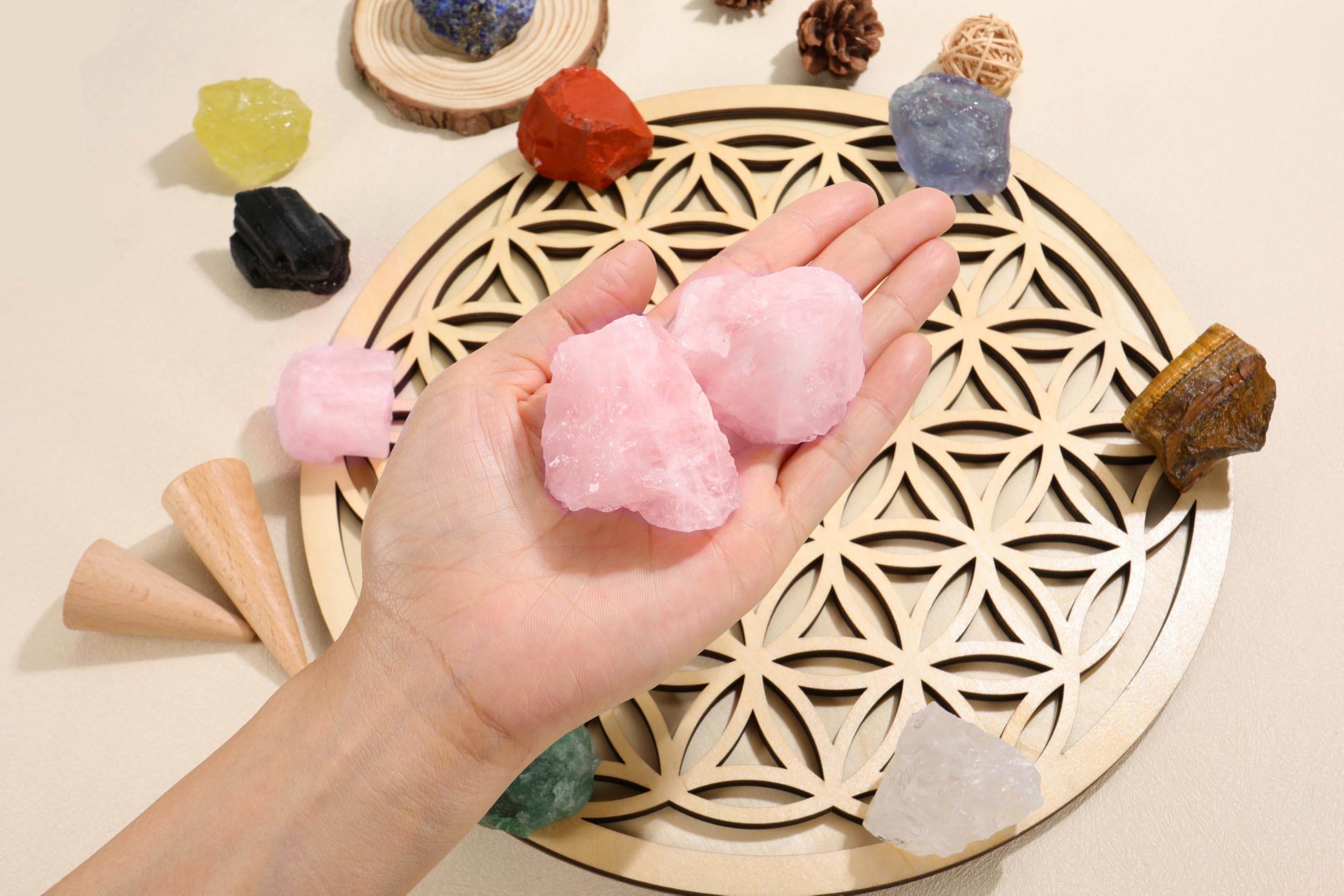 Jovivi cristales rosados para decoraciones y proyectos artesanales del hogar.