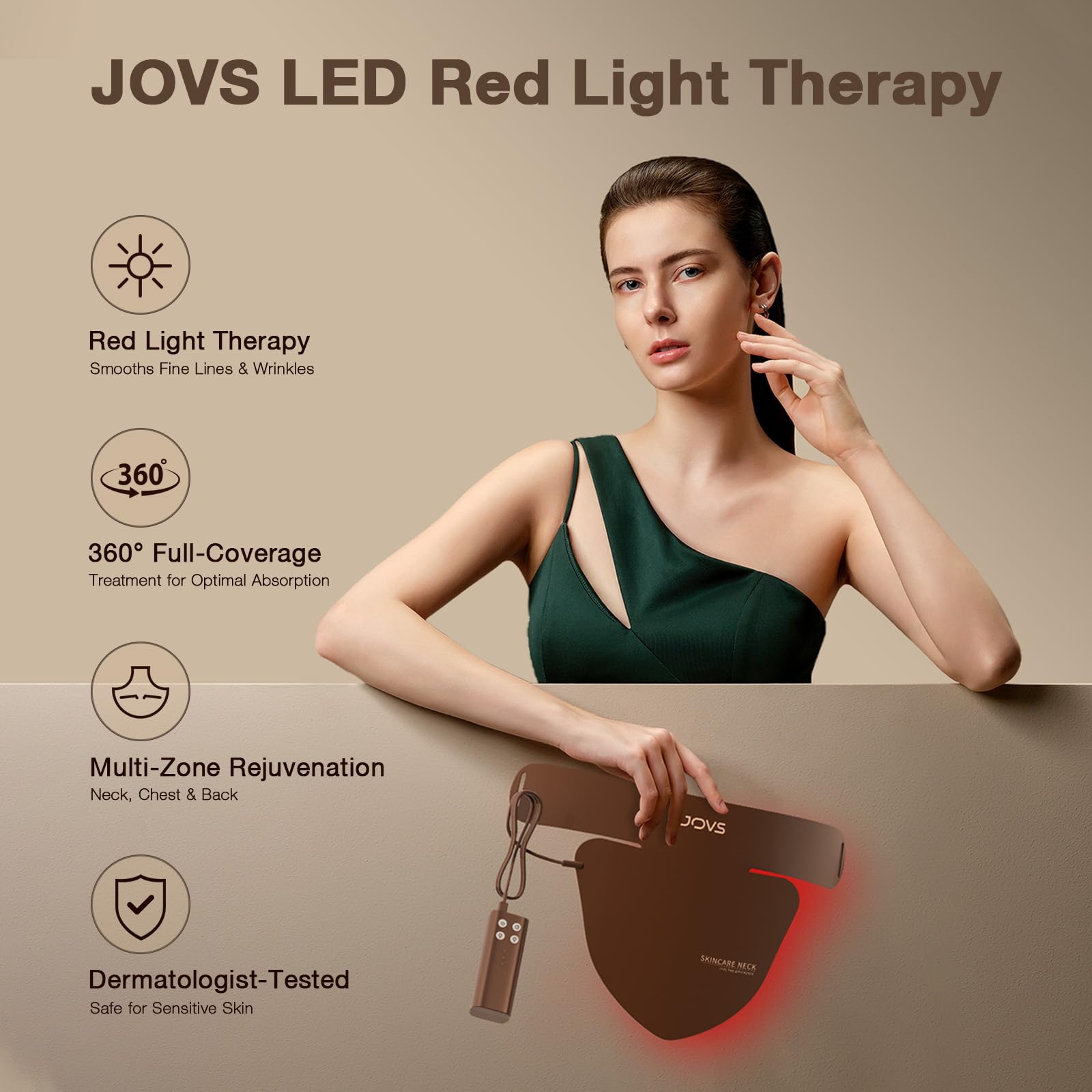 Luz roja 630 nm de JOVS para escote y contorno.