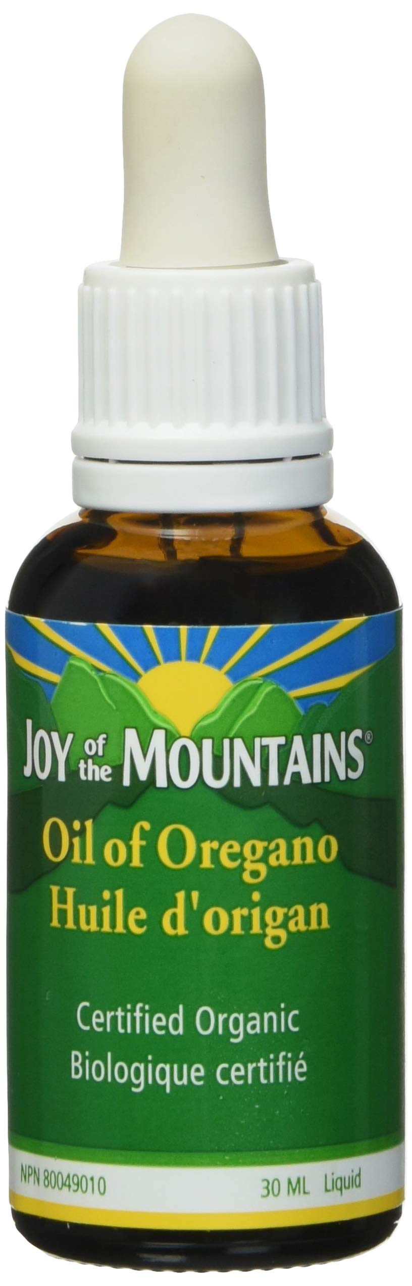 Joy of the Mountains Aceite de Orégano, botella, suplemento diario posible.