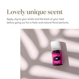 Joy Young Living, etiqueta de pureza y origen verificado.