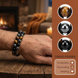 Joyandcelet pulsera triple de protección con hematita para enfoque y estabilidad