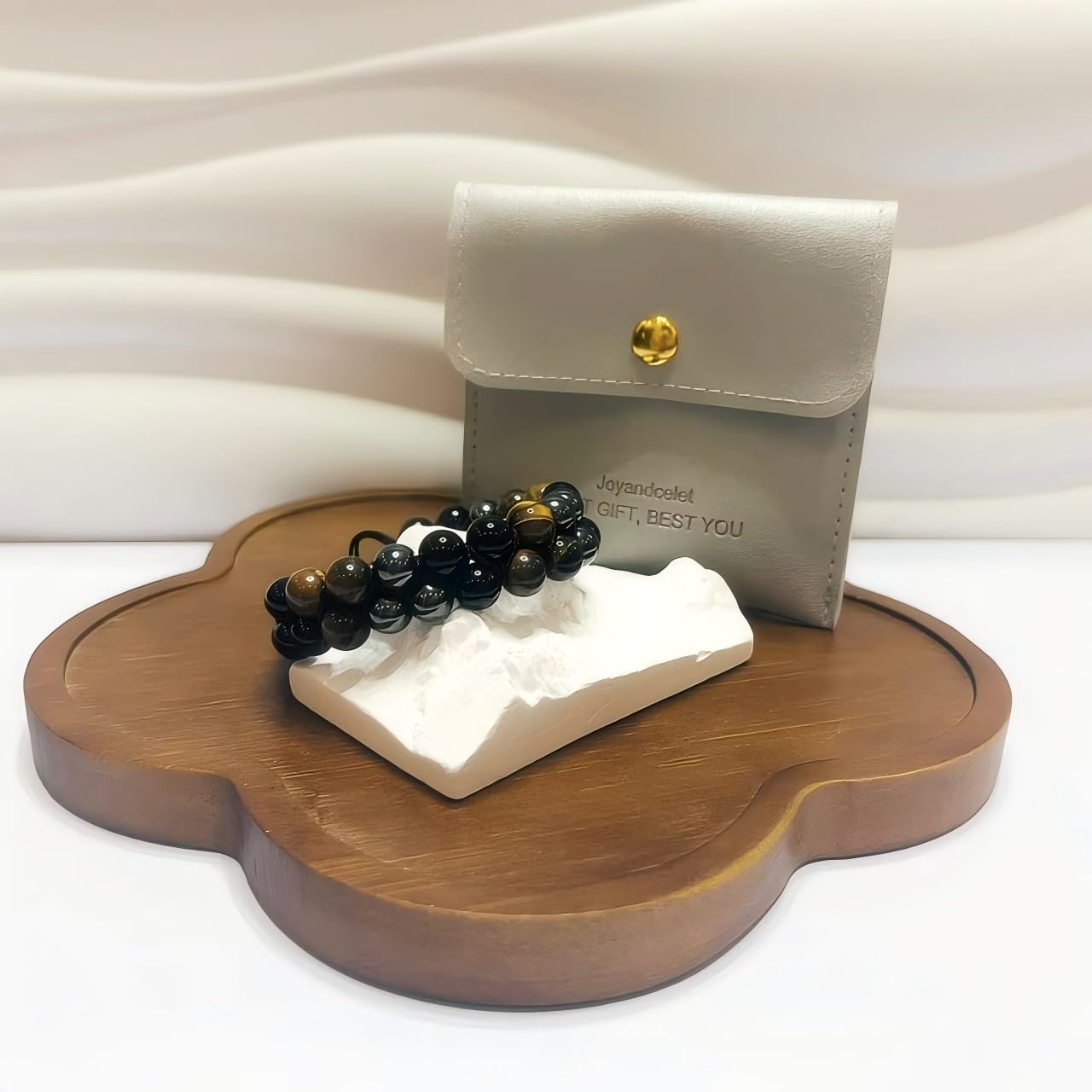 Joyandcelet pulsera triple de protección con obsidiana negra para absorber energías negativas