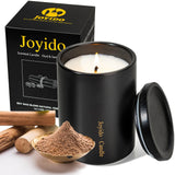 Vela Joyido con aroma de oud y sándalo en jarro cerámico negro para sala