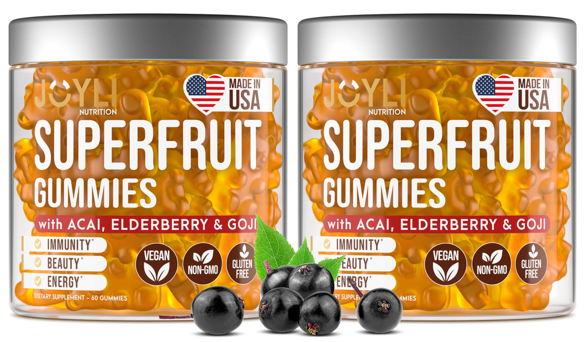 Joyli Nutrition dos-paquetes gomitas frutales para consumo diario