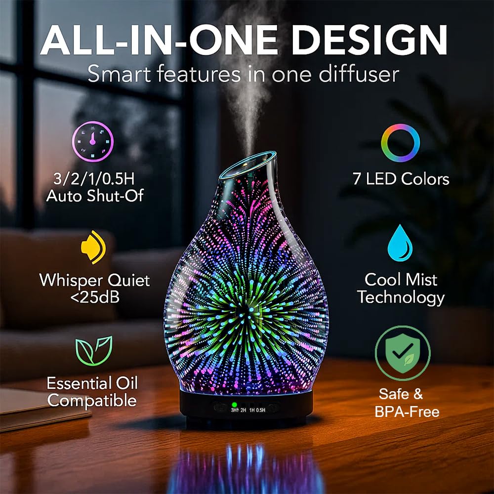 JOYOLO difusor con humidificador y luz nocturna para dormitorio.