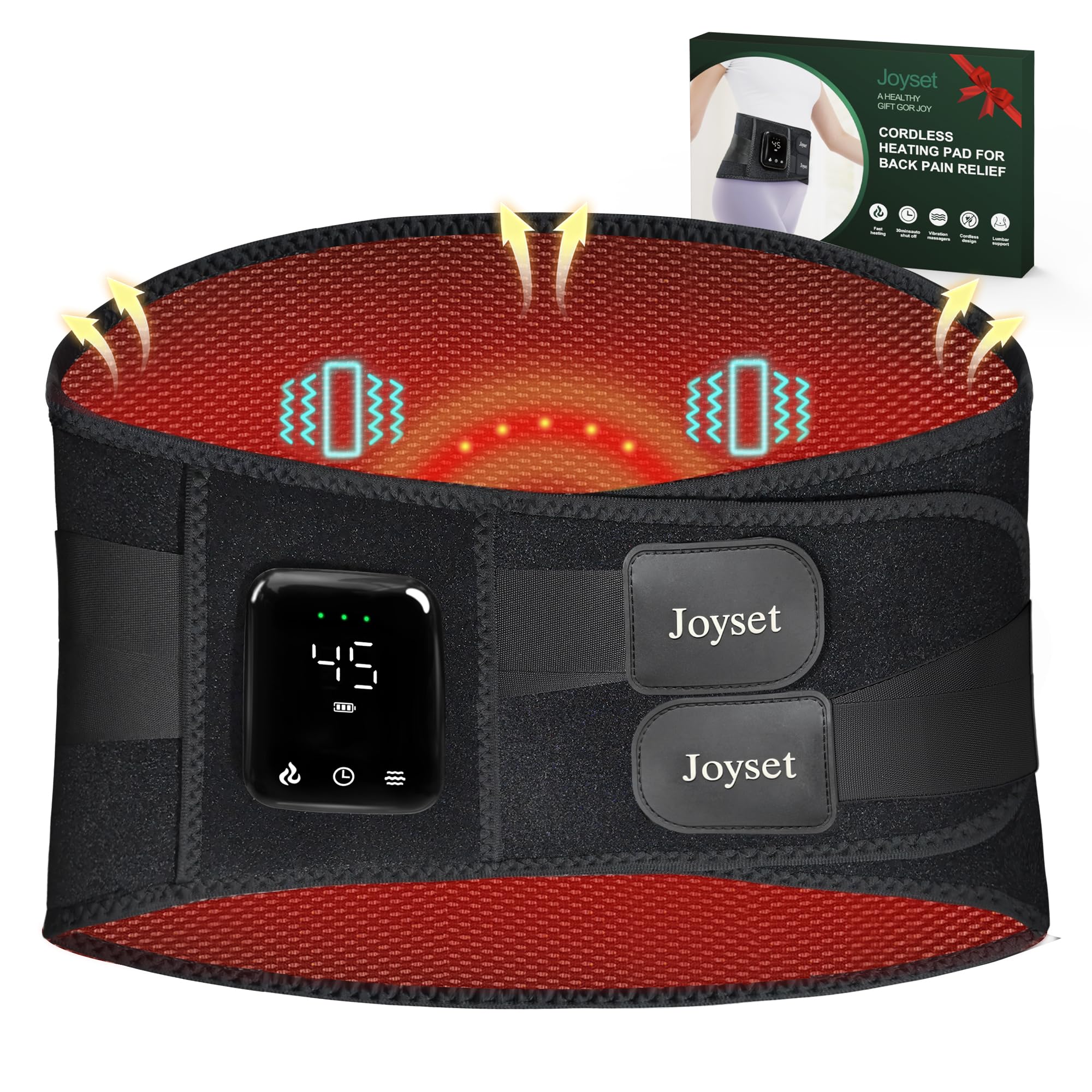 Joyset almohadilla de calor inalámbrica para espalda, ajuste cómodo diario.
