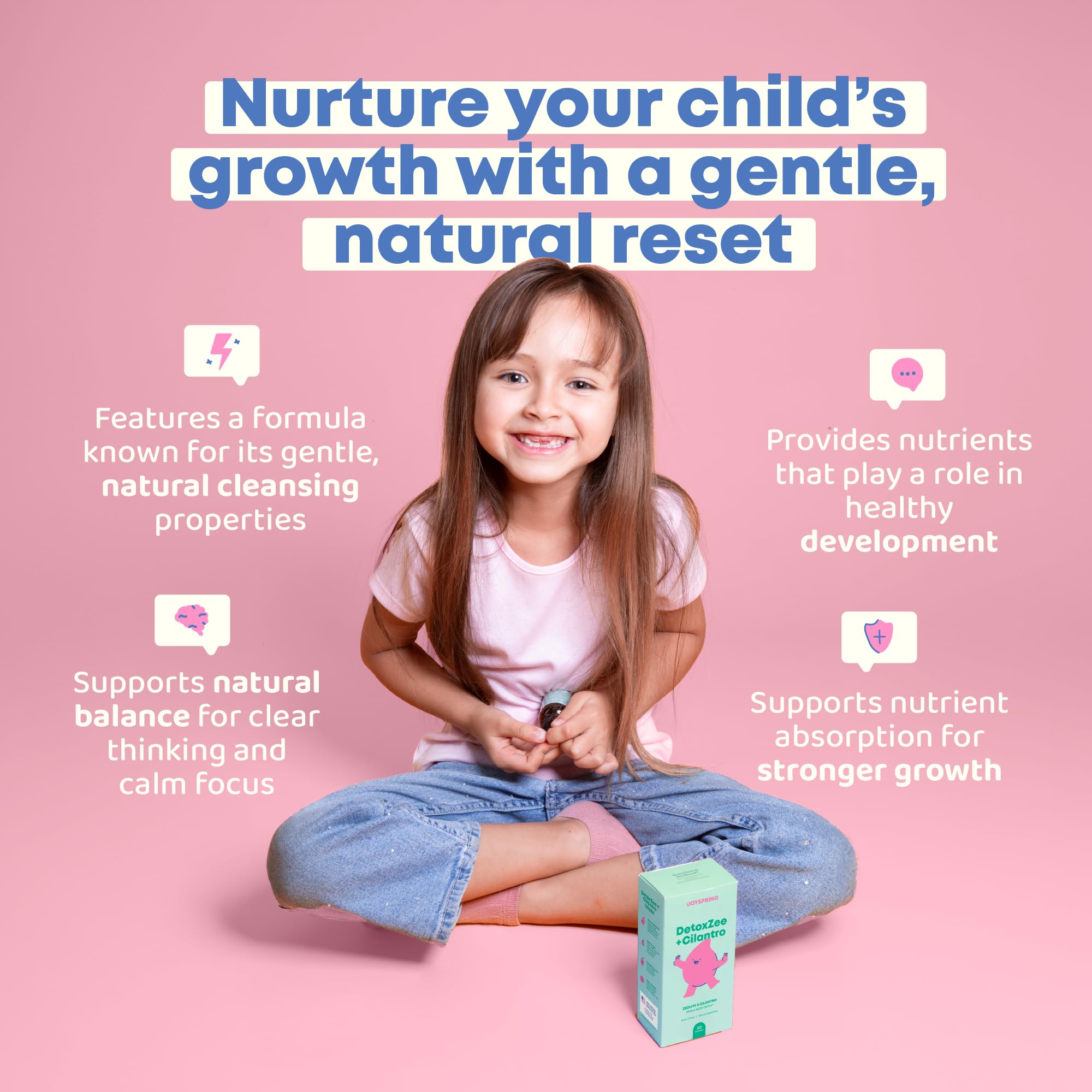 JoySpring DetoxZee frambuesa, mezcla fácil en jugo para niños activos.