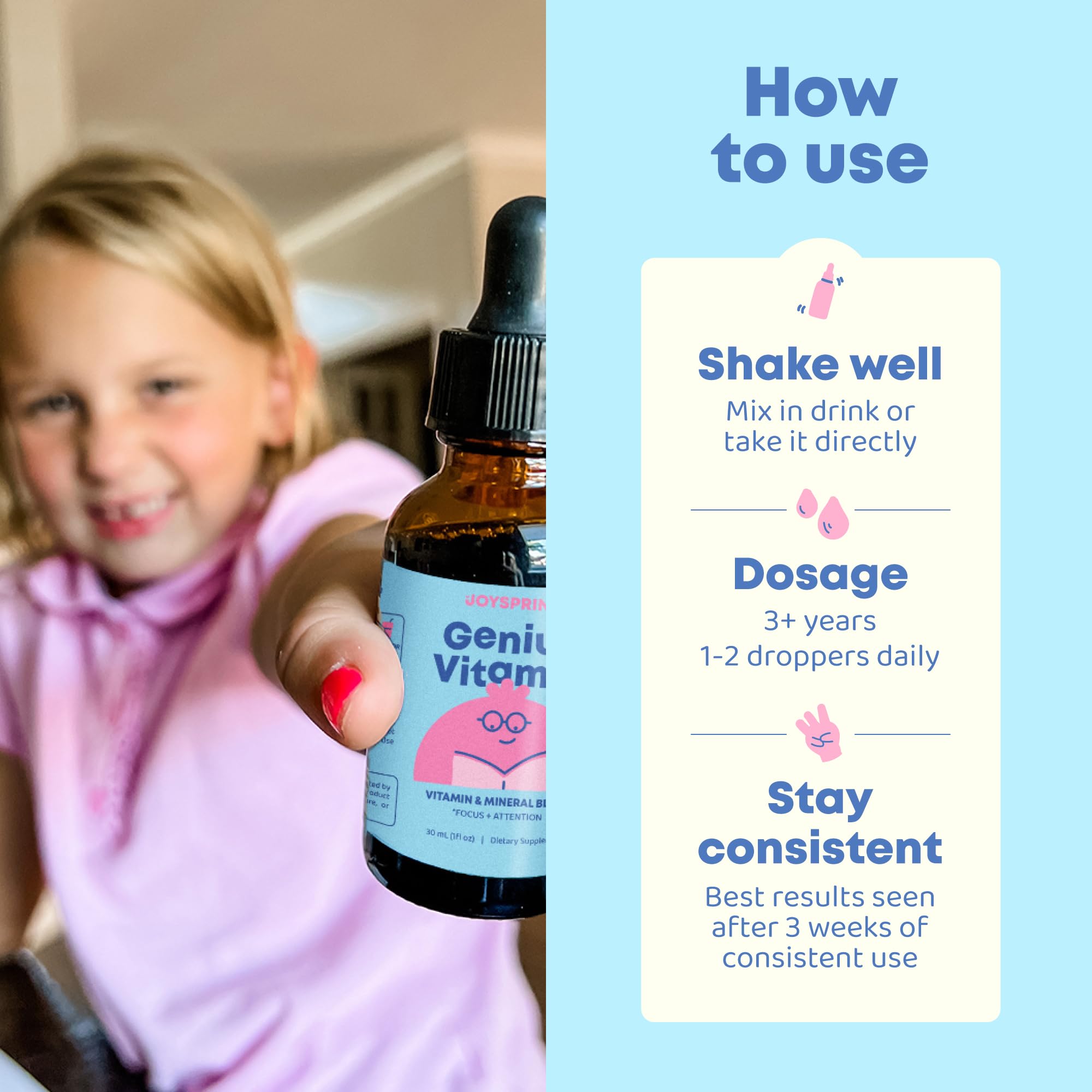 JoySpring Ninos B Complex: ingredientes como saúco, zinc y vitamina C.