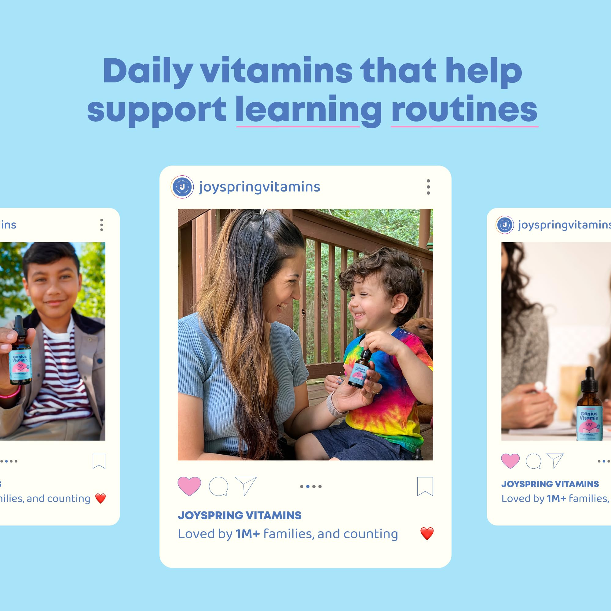 JoySpring Ninos B Complex: niño usando el producto en su rutina diaria.