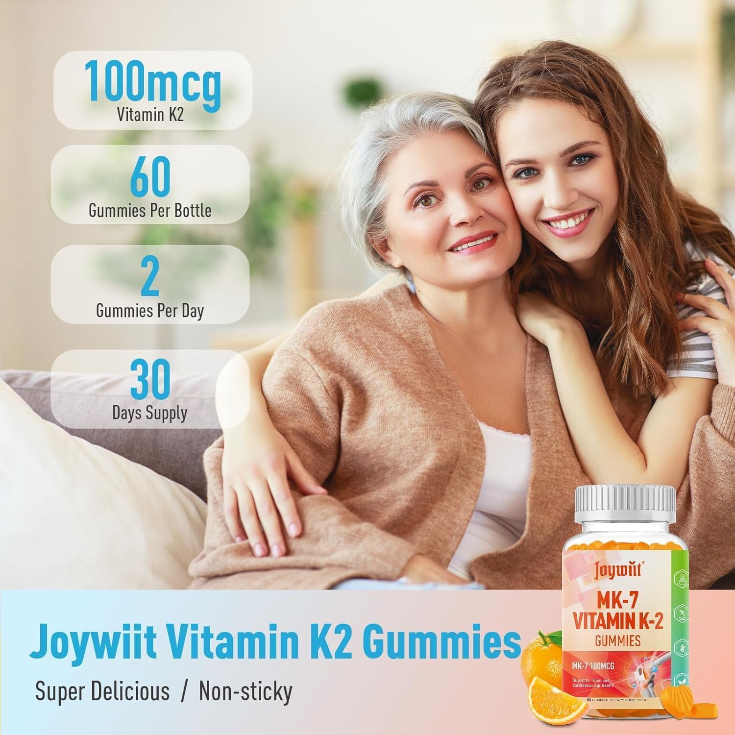 Joywiit K2 Gomitas, envase resistente ideal para viajes.