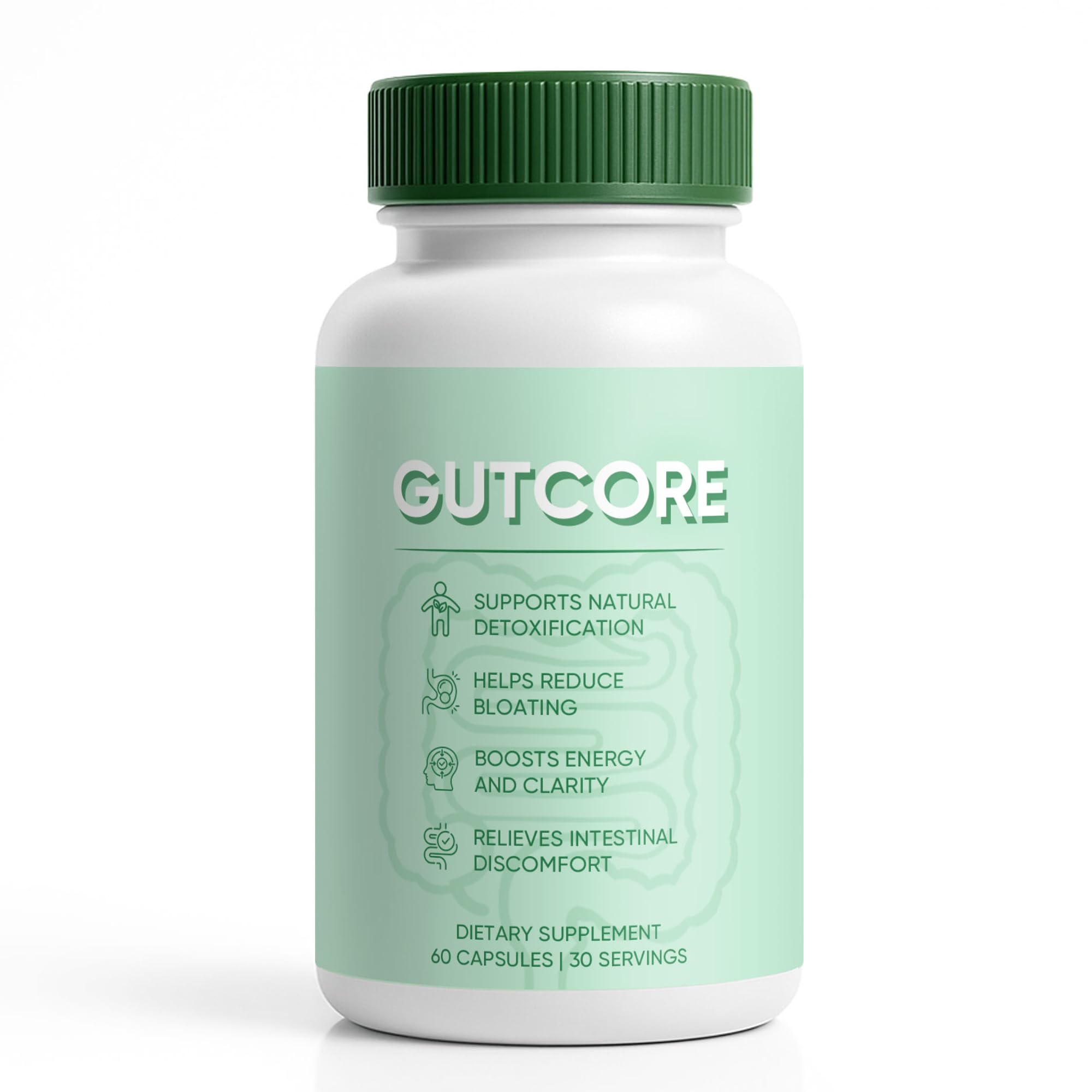 Jqewlg GutCore cápsulas vegetarianas para digestión suave y constante.