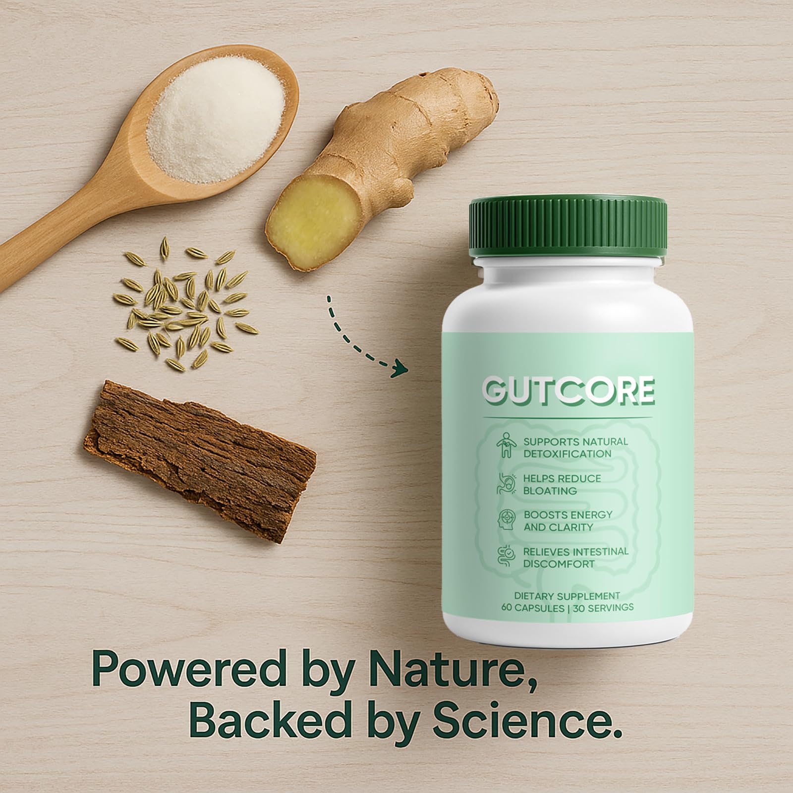 Ingrediente inulina en Jqewlg GutCore como prebiótico para flora intestinal.