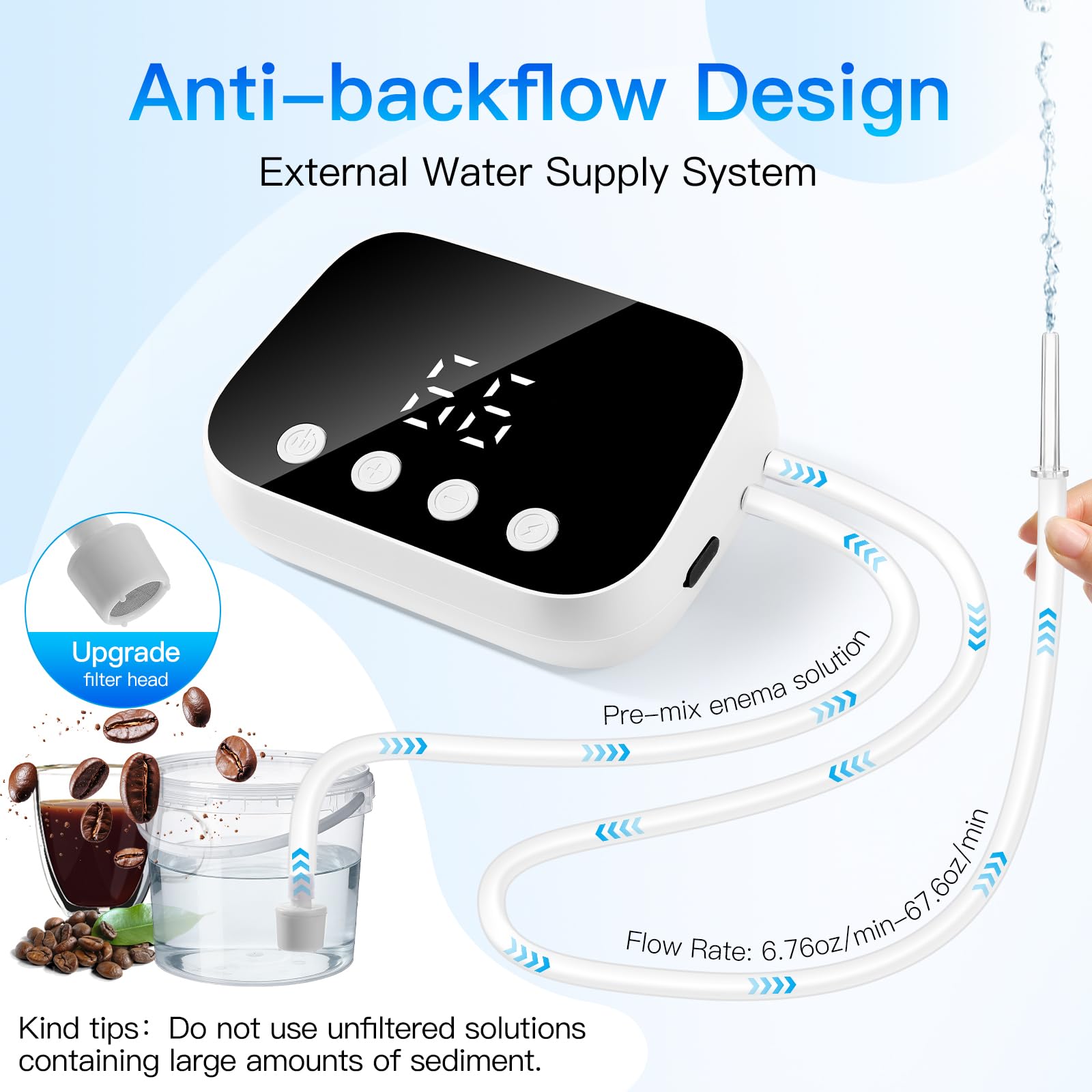 Jripae Enema compatible con conectores para contenedores externos de agua o café
