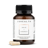 JSHealth Cabello y Energía: botella con cápsulas para apoyo diario de cabello y piel