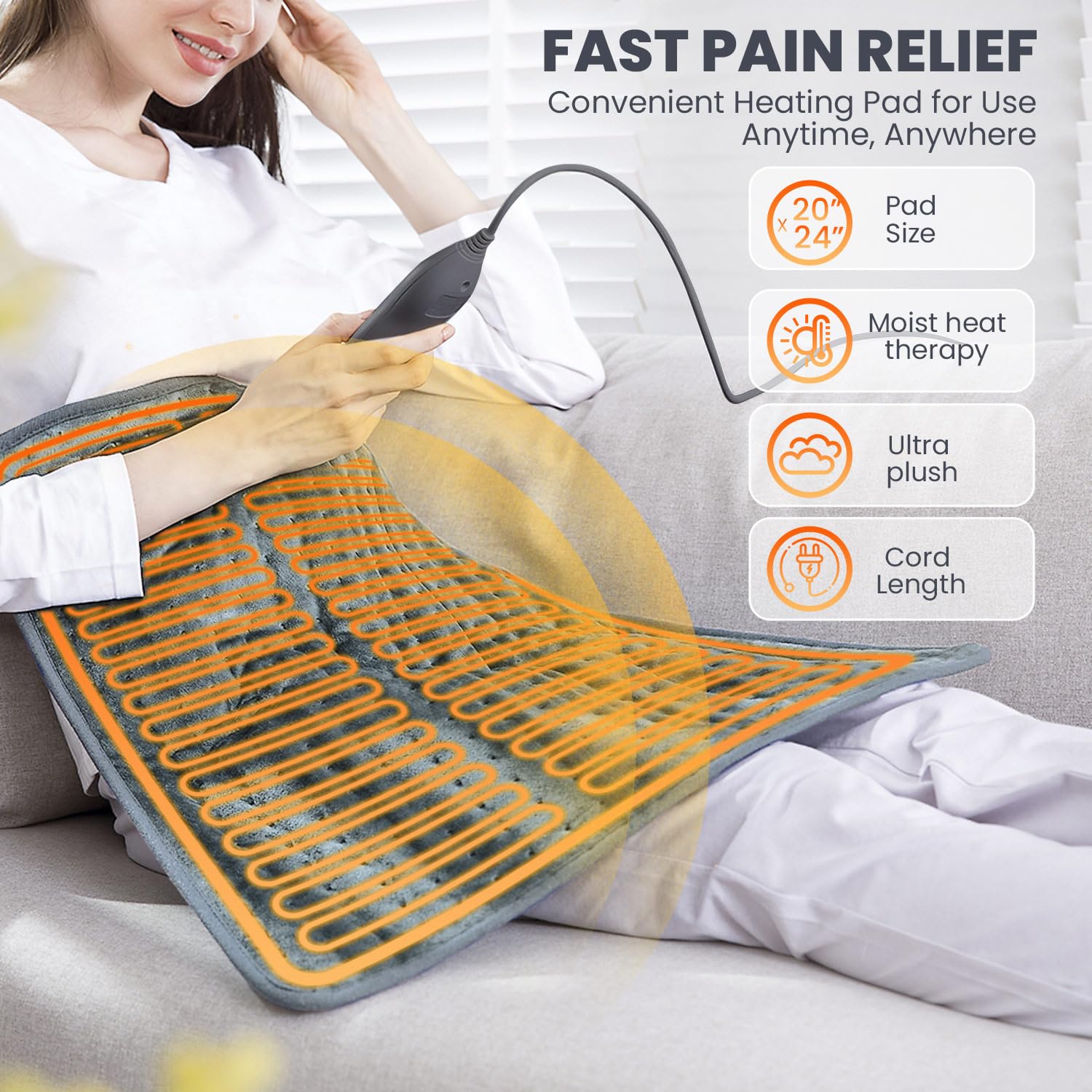 Almohadilla Jubeoyey para espalda, calor profundo para relajar músculos