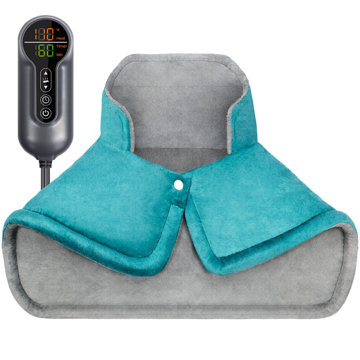 La almohadilla térmica Jubeoyey para cuello y hombros con calor suave y peso relajante.