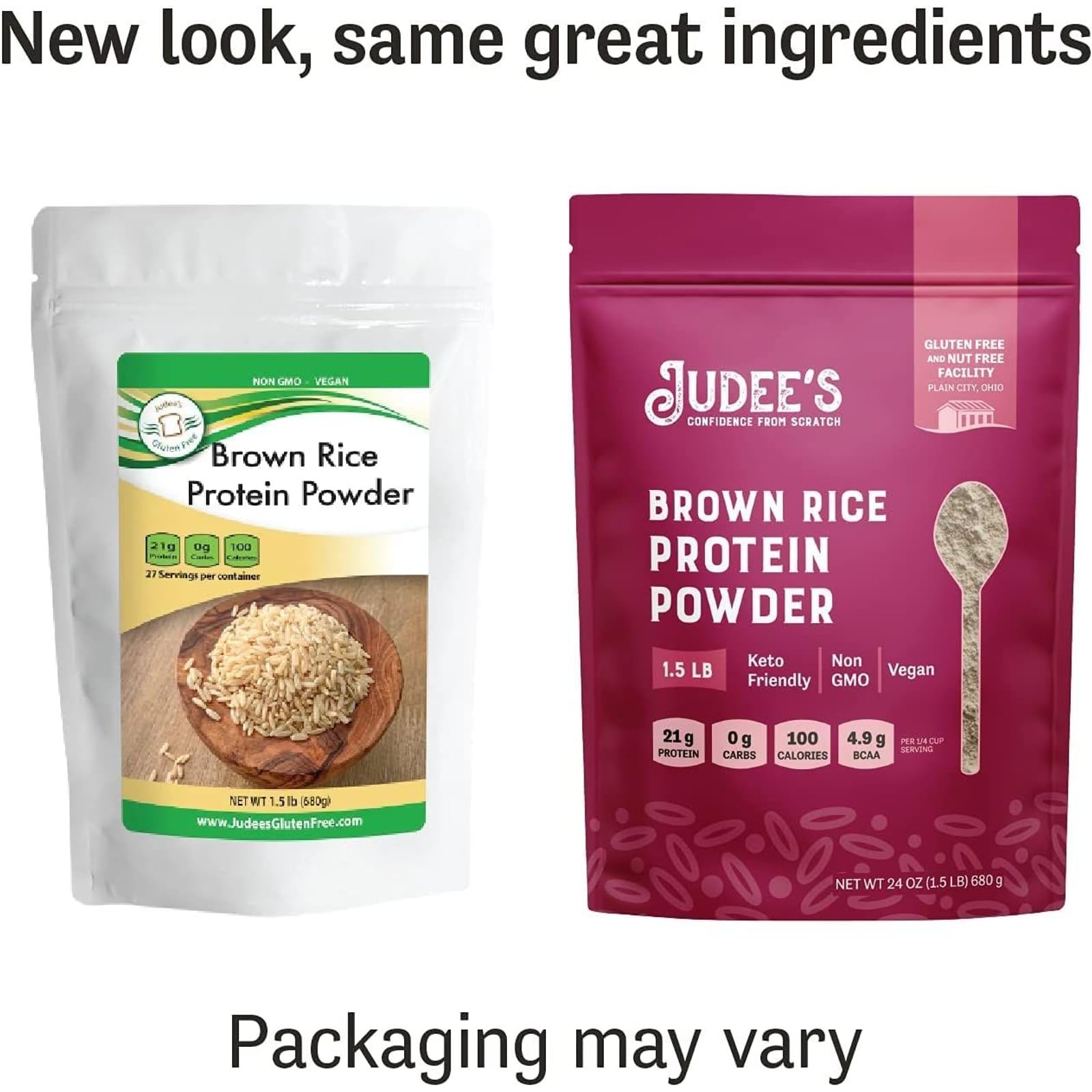 Judee's Proteína de Arroz Moreno, batido neutro sin cambiar el sabor.