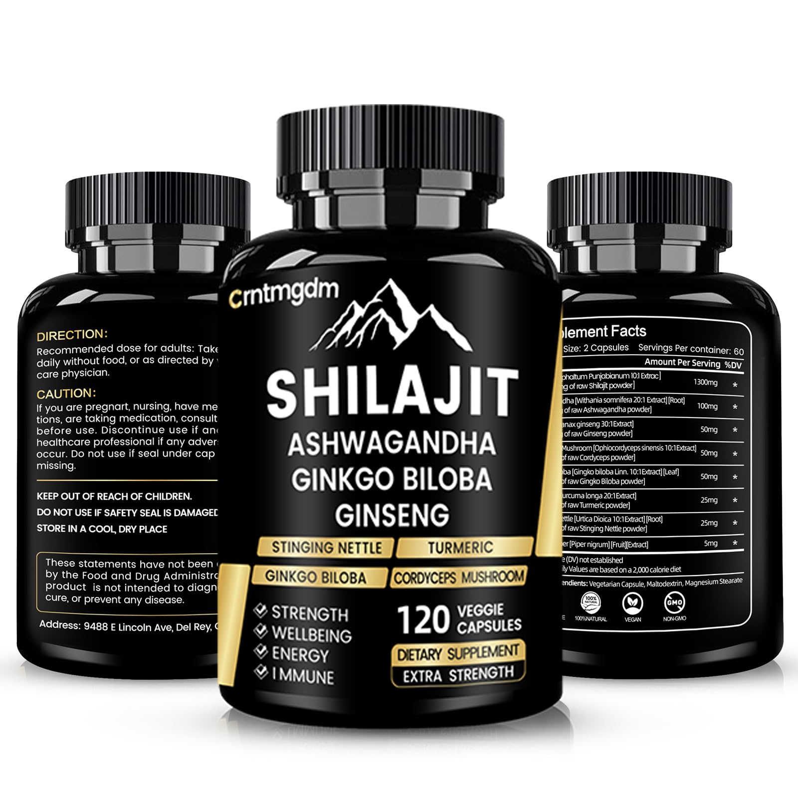 Juebingy Shilajit Capsulas: suministro de 60 días con 120 cápsulas.