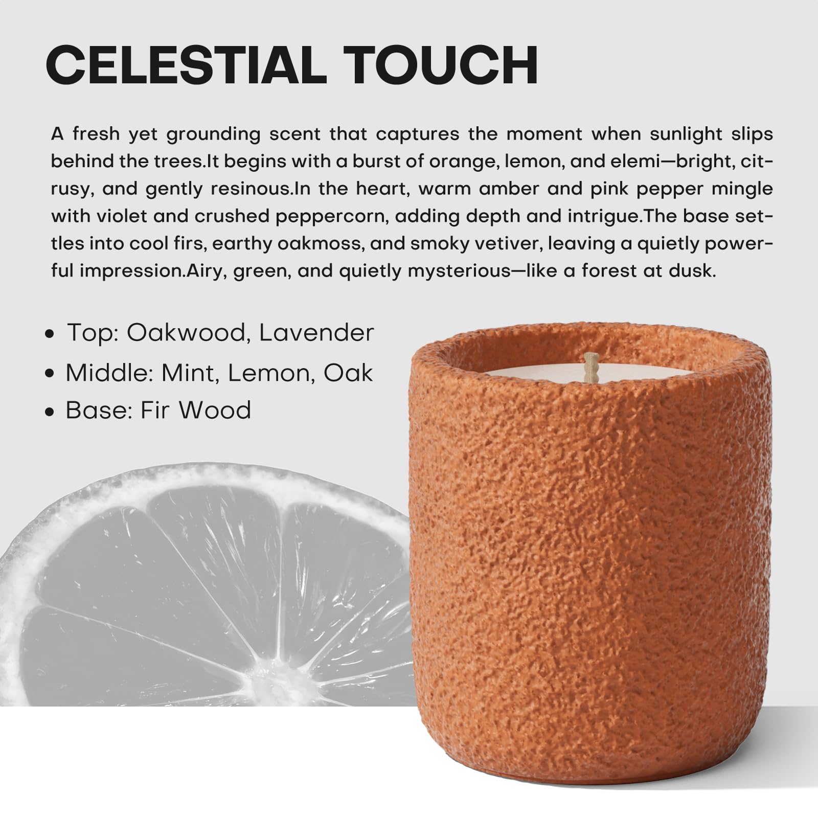Vela JueOne con superficie brillante de cemento para decoración elegante de sala.
