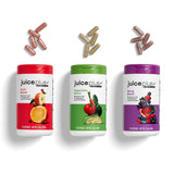 Juice Plus+ mezcla de fruta, verdura y bayas en cápsulas para apoyar una nutrición diaria.