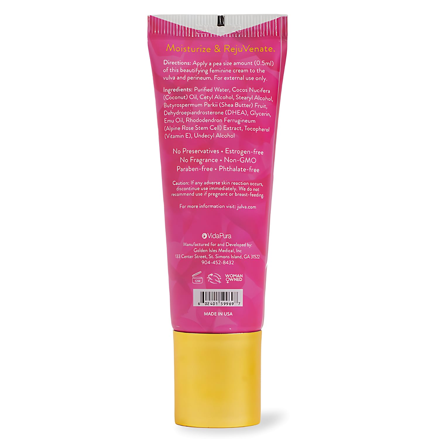 Julva crema íntima, textura rica para hidratación diaria y suave