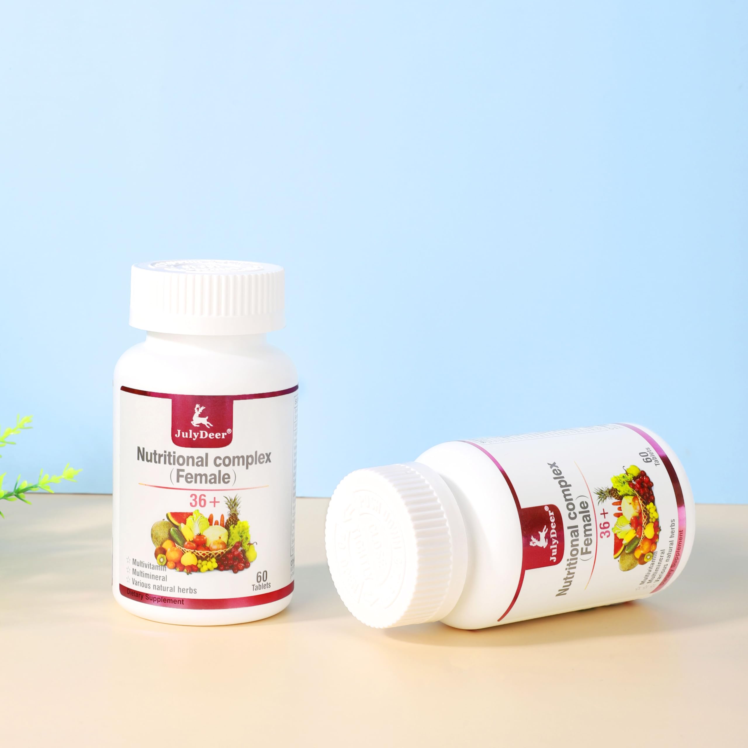 JulyDeer multivitamina diaria, ingredientes clave como biotina y complejo B.