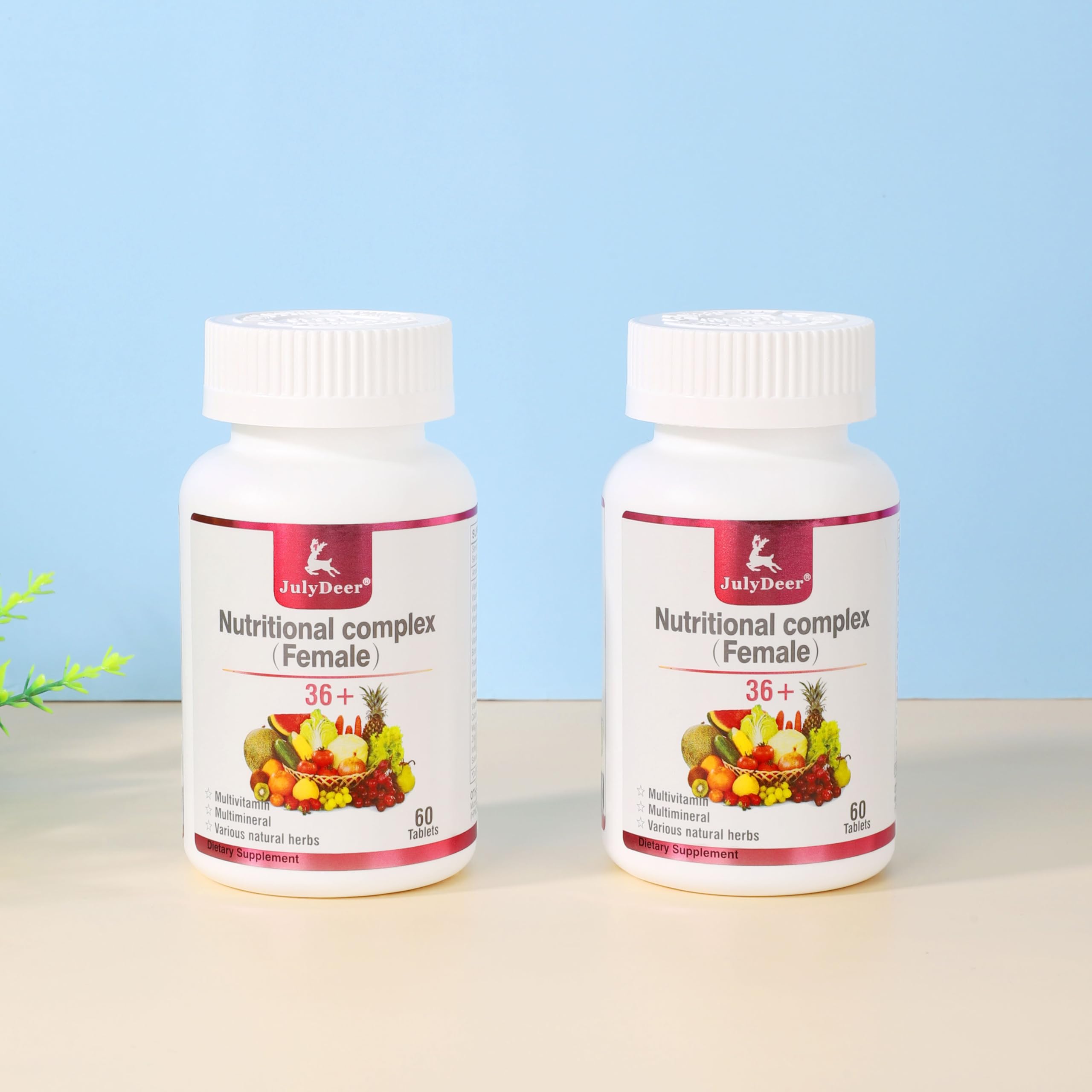 JulyDeer multivitamina diaria, presentación de 60 tabletas para uso mensual.