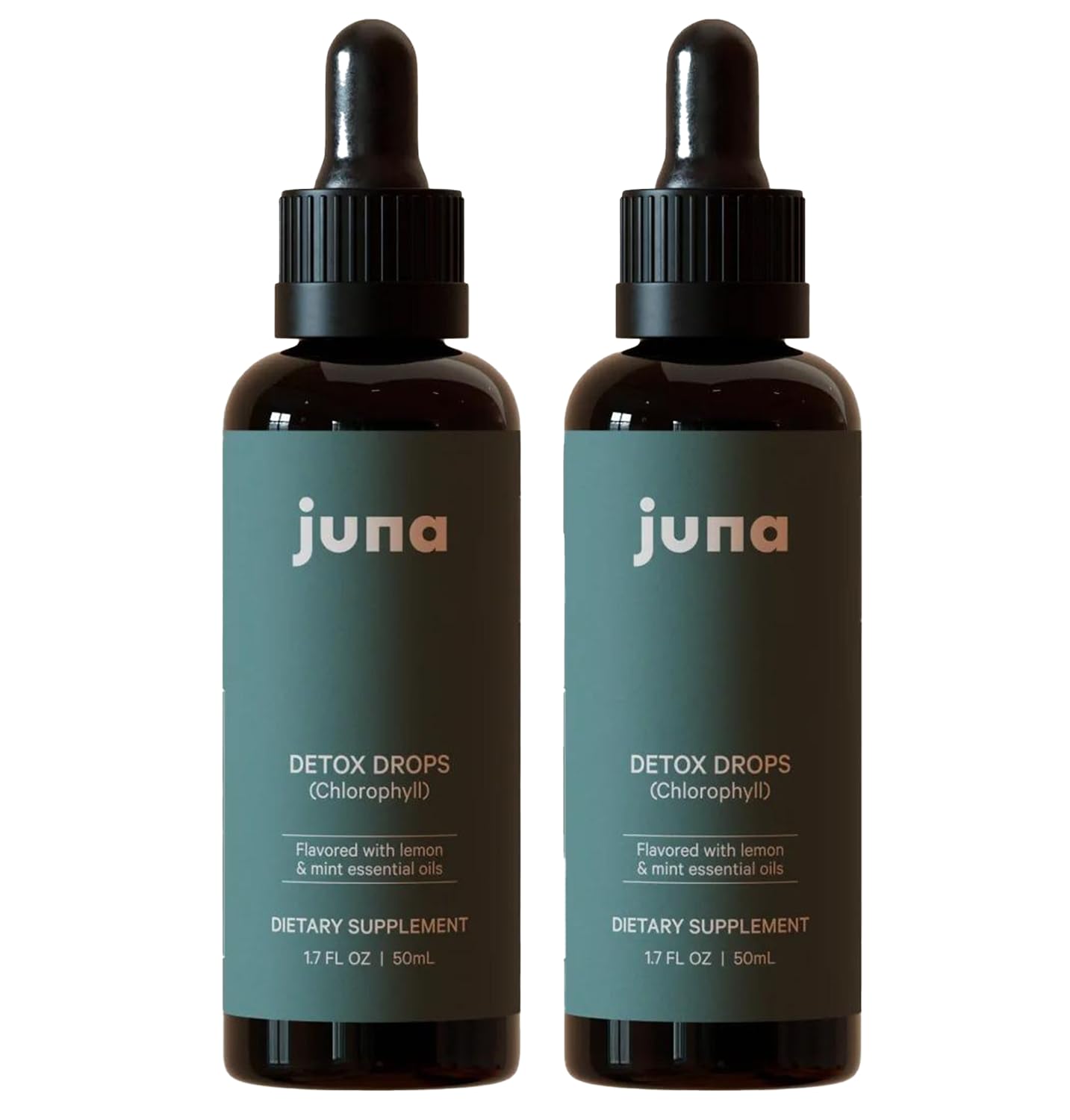 Juna Detox Drops botella con gotero para hidratación diaria