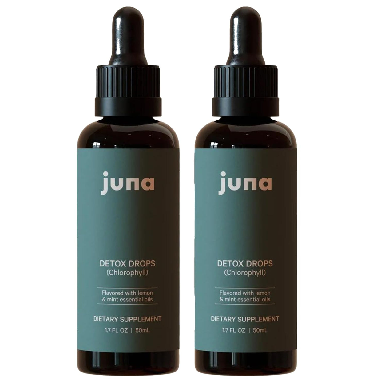 Juna Detox Drops botella con gotero para hidratación diaria